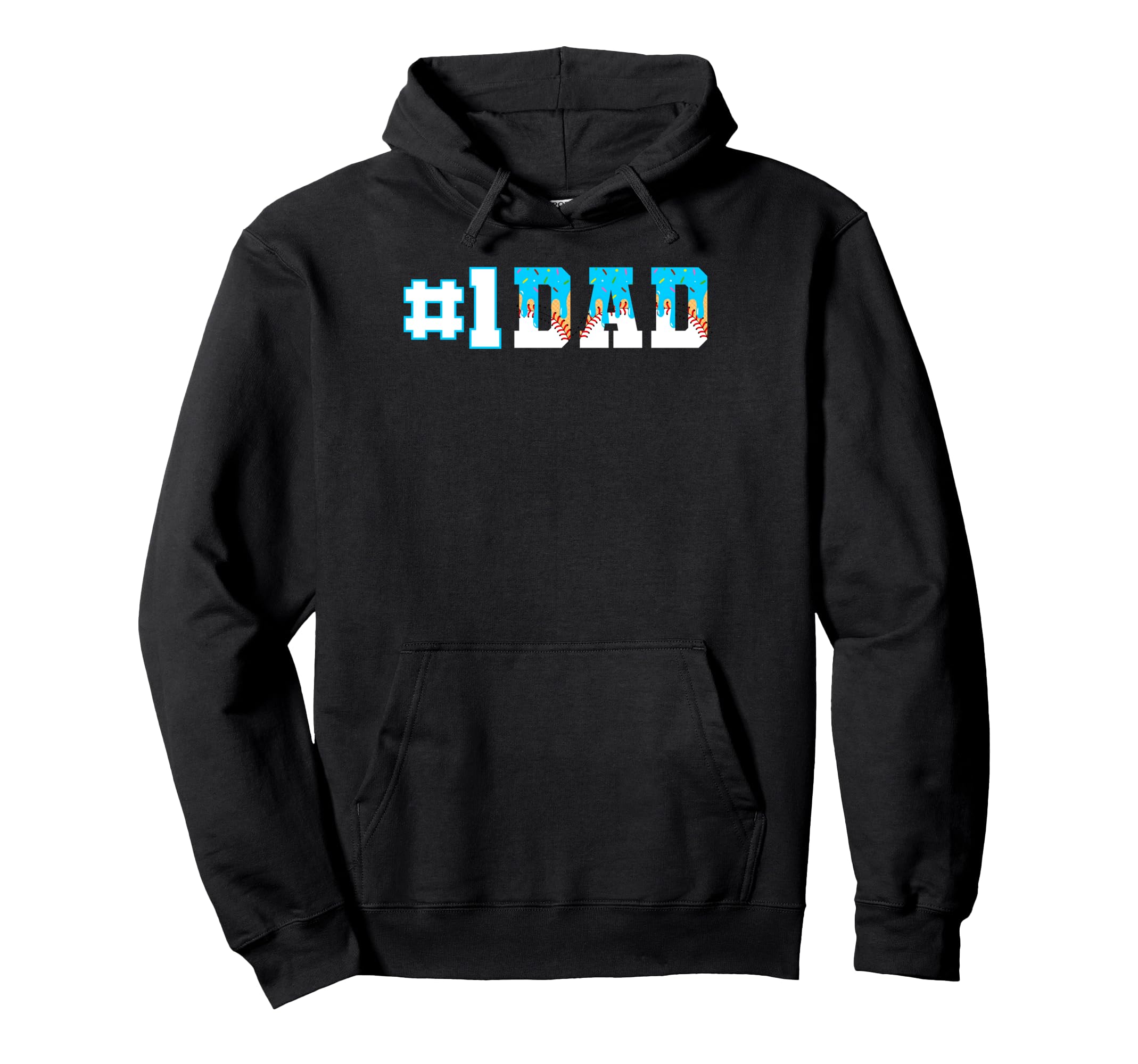 Baseball 1 Dad Ice Cream Drip Fathers Day Hoodie - Novelty Apparel Unisex - T-Shirt, Sweatshirt, Hoodie