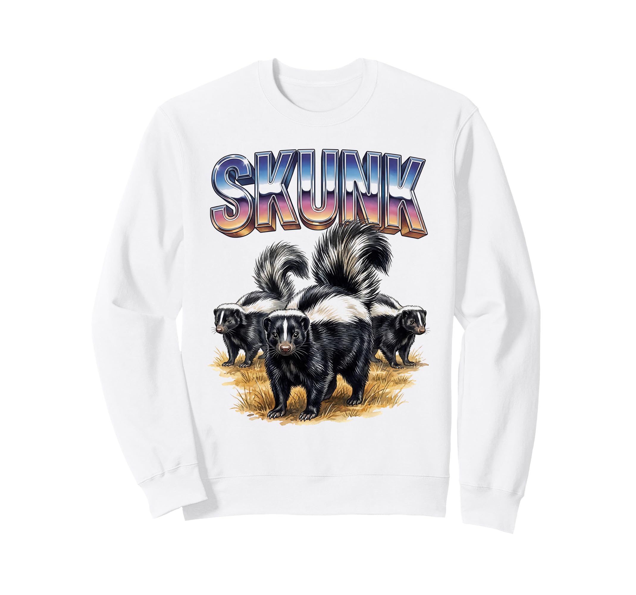 Skunk 70S 90S Skunk Animal Lover Sweatshirt - Novelty Apparel for Adults - T-Shirt, Sweatshirt, Hoodie