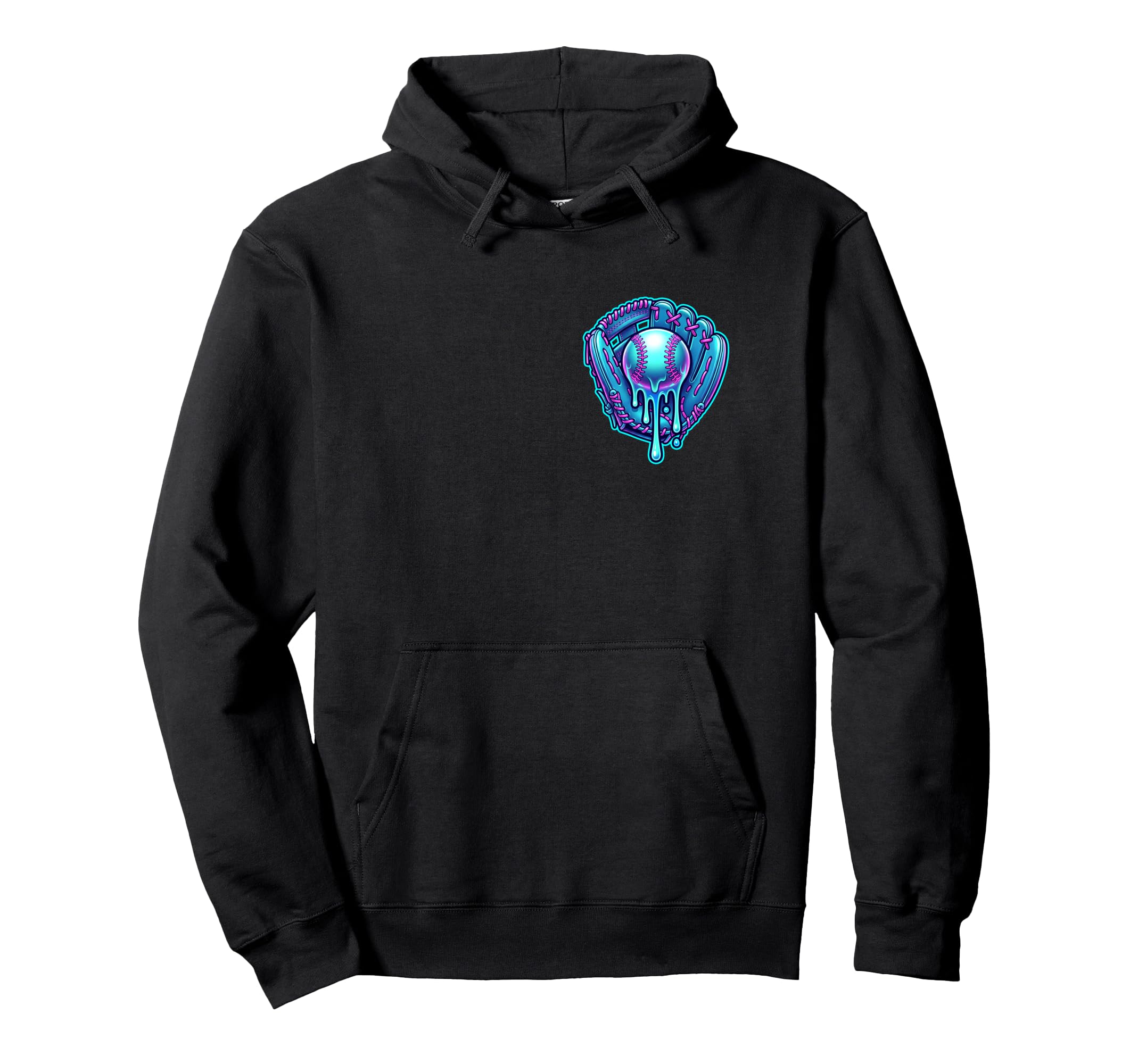 Baseball Drip Glove Badge Blue Hoodie - Streetwear Style for Adults - T-Shirt, Sweatshirt, Hoodie
