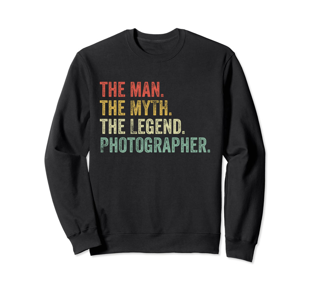 Myth Legend Photographer Dad Camera Sweatshirt - Graphic Print Men Women - T-Shirt, Sweatshirt, Hoodie