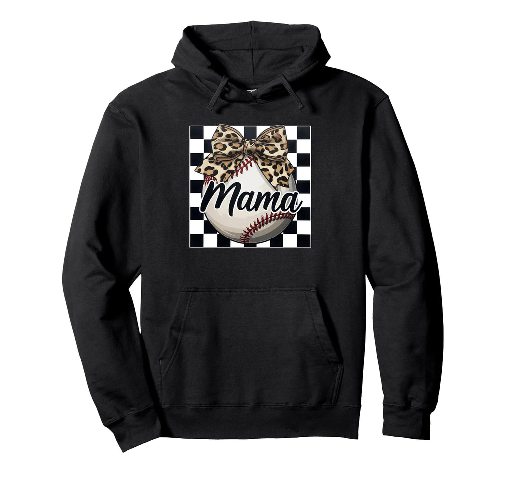 Leopard Bow Baseball Mama Hoodie - Unique Graphic Men Women - T-Shirt, Sweatshirt, Hoodie