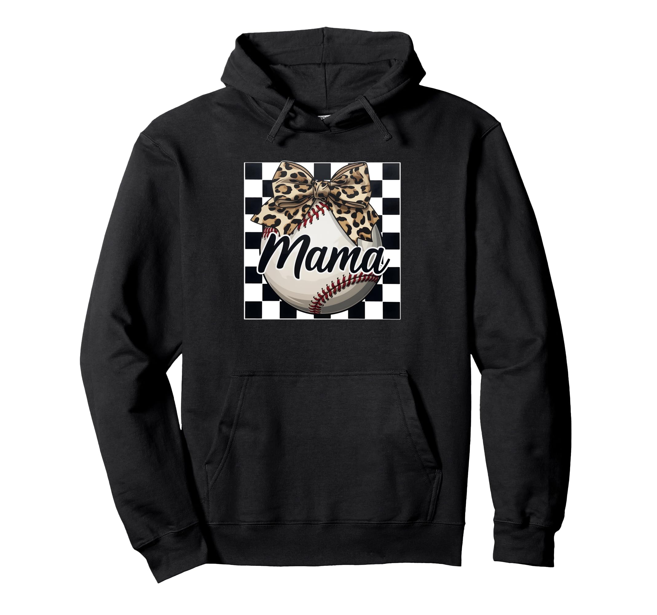 Leopard Bow Baseball Mama Hoodie - Unique Graphic Men Women - T-Shirt, Sweatshirt, Hoodie