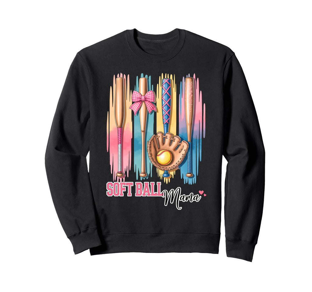 Softball Mama Baseball Mom Bats And Sweatshirt - Trendy Graphic Unisex - T-Shirt, Sweatshirt, Hoodie