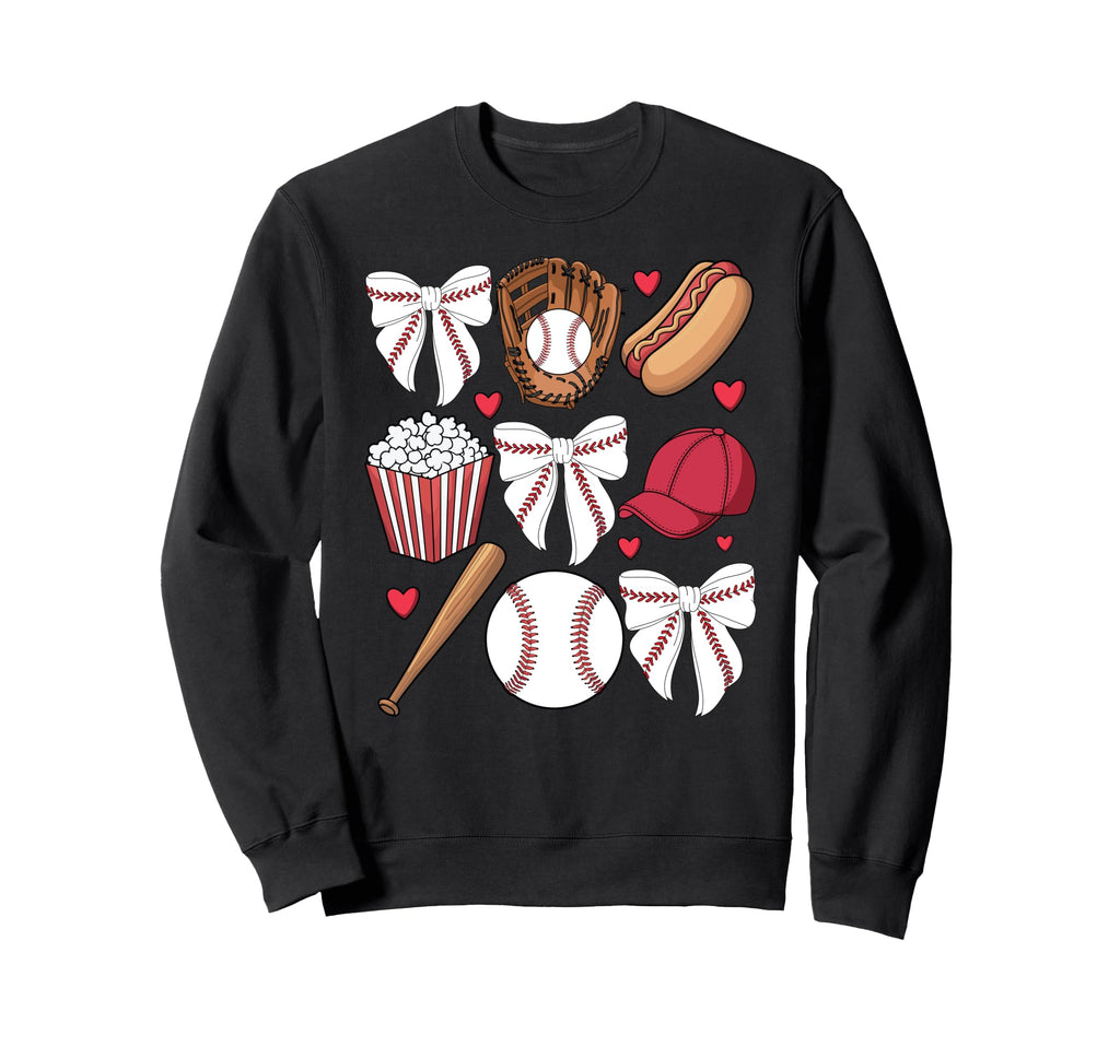 Baseball Coquette Bow Baseball Sweatshirt - Custom Art Print for Adults - T-Shirt, Sweatshirt, Hoodie