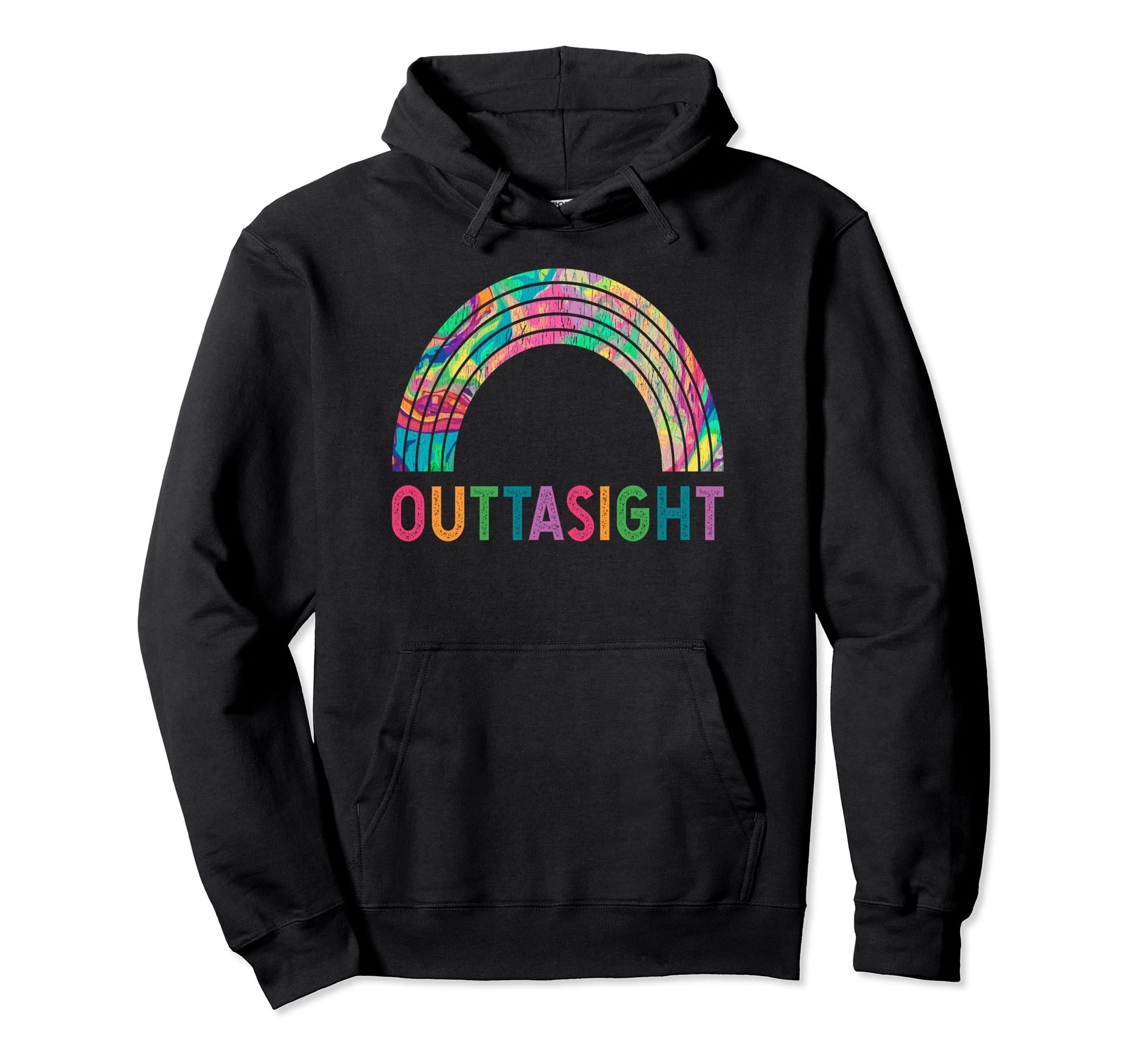 Outtasight Boho Rainbow Psychedelic Hoodie - Aesthetic Graphic Men Women - T-Shirt, Sweatshirt, Hoodie