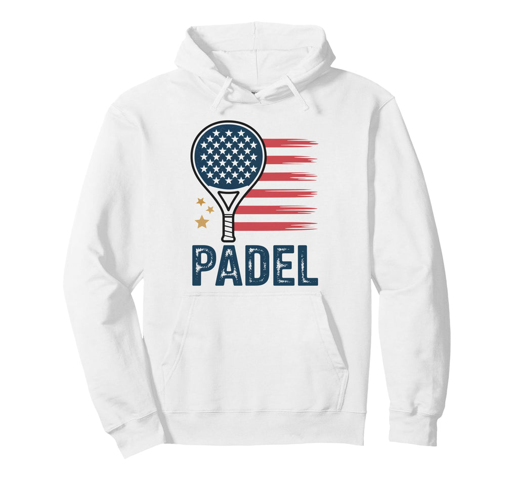 Patriotic Padel Usa Distressed Sports Hoodie - Aesthetic Graphic for Adults - T-Shirt, Sweatshirt, Hoodie
