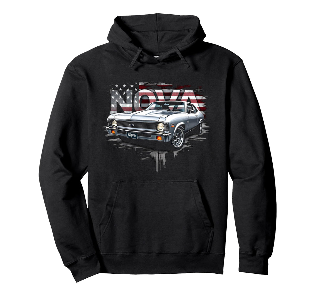1970 70 Nova Ss American Flag Muscle Hoodie - Aesthetic Graphic Men Women - T-Shirt, Sweatshirt, Hoodie