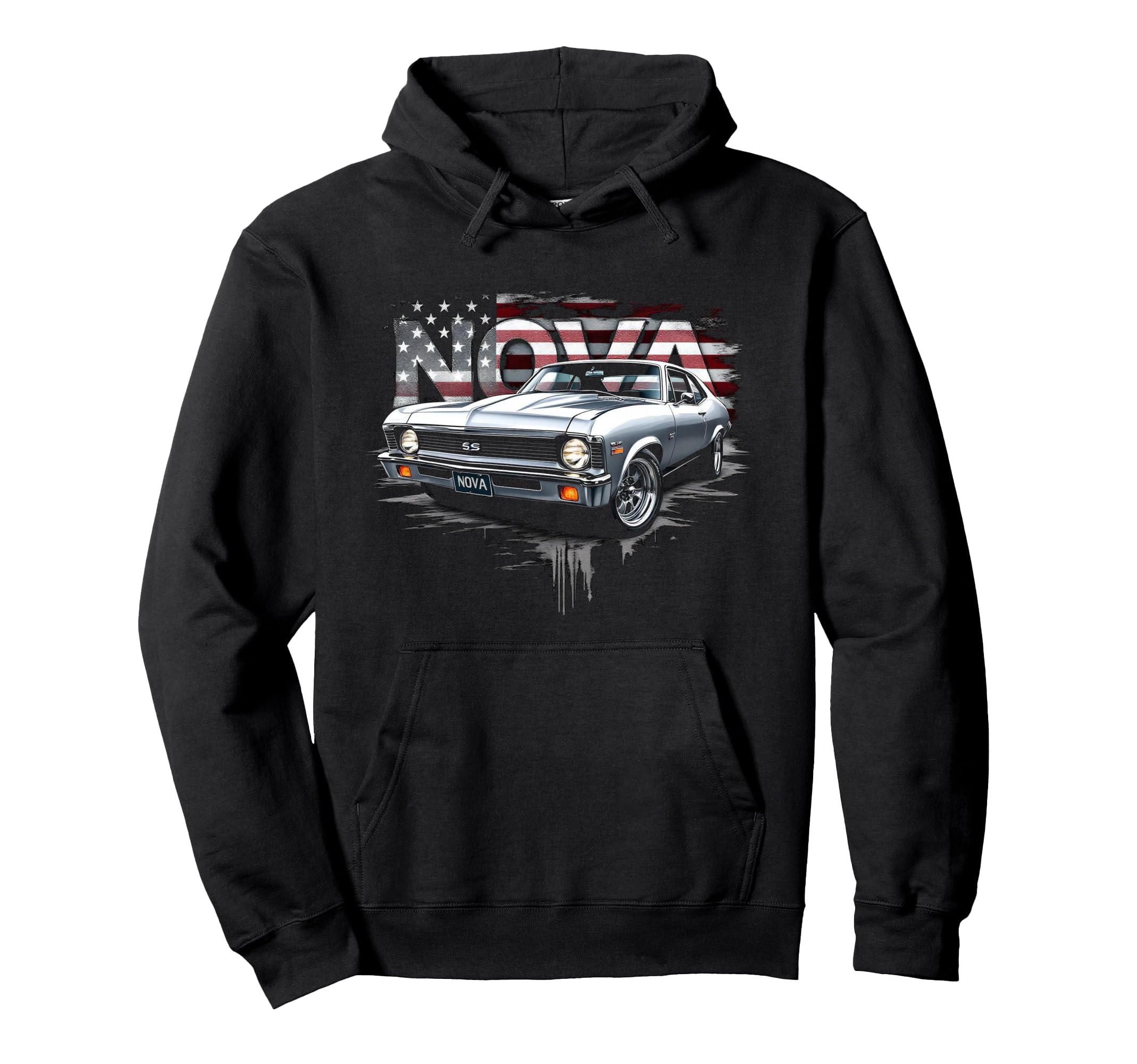 1970 70 Nova Ss American Flag Muscle Hoodie - Aesthetic Graphic Men Women - T-Shirt, Sweatshirt, Hoodie
