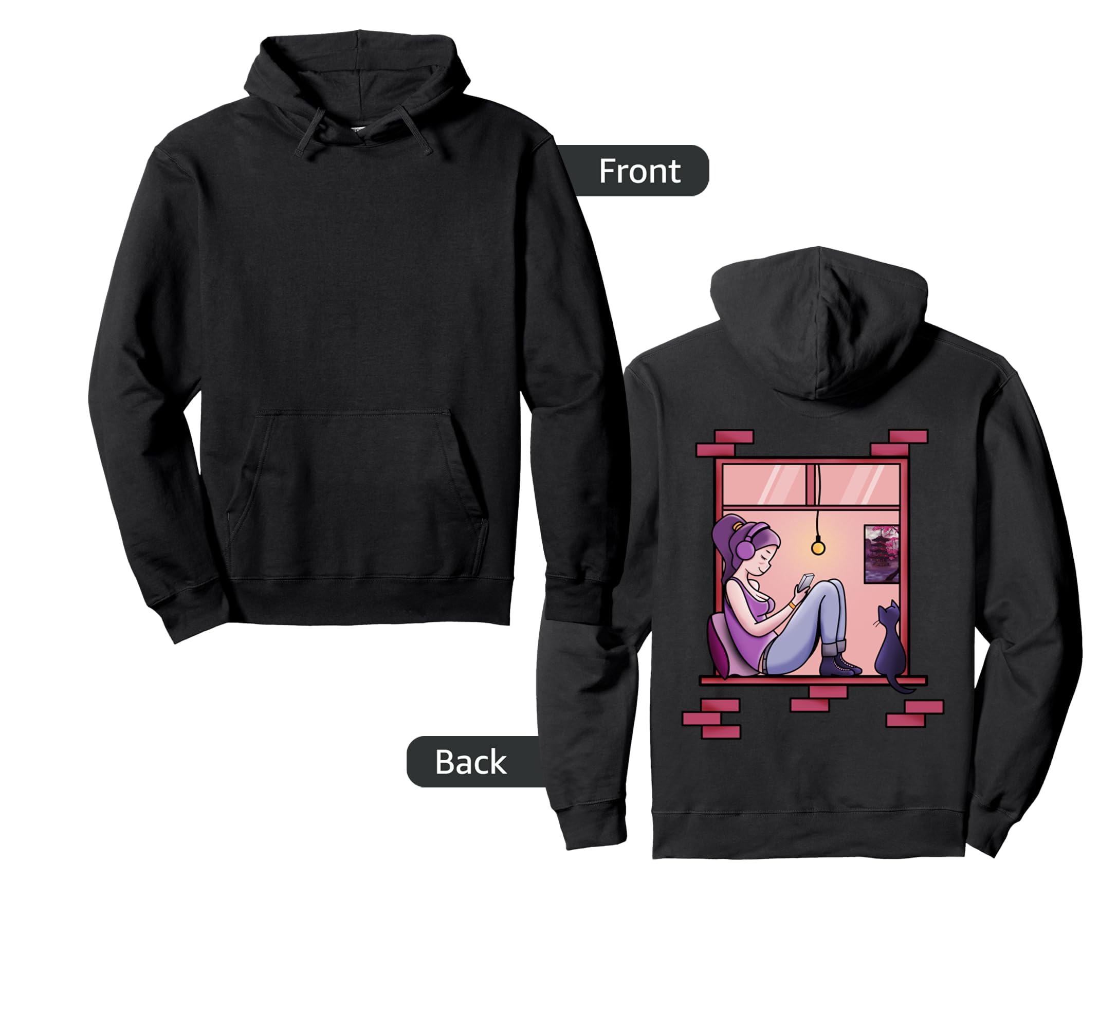 90S Lofi Aesthetic Anime Hip Hop Hoodie - Fun Novelty Design Men Women - T-Shirt, Sweatshirt, Hoodie