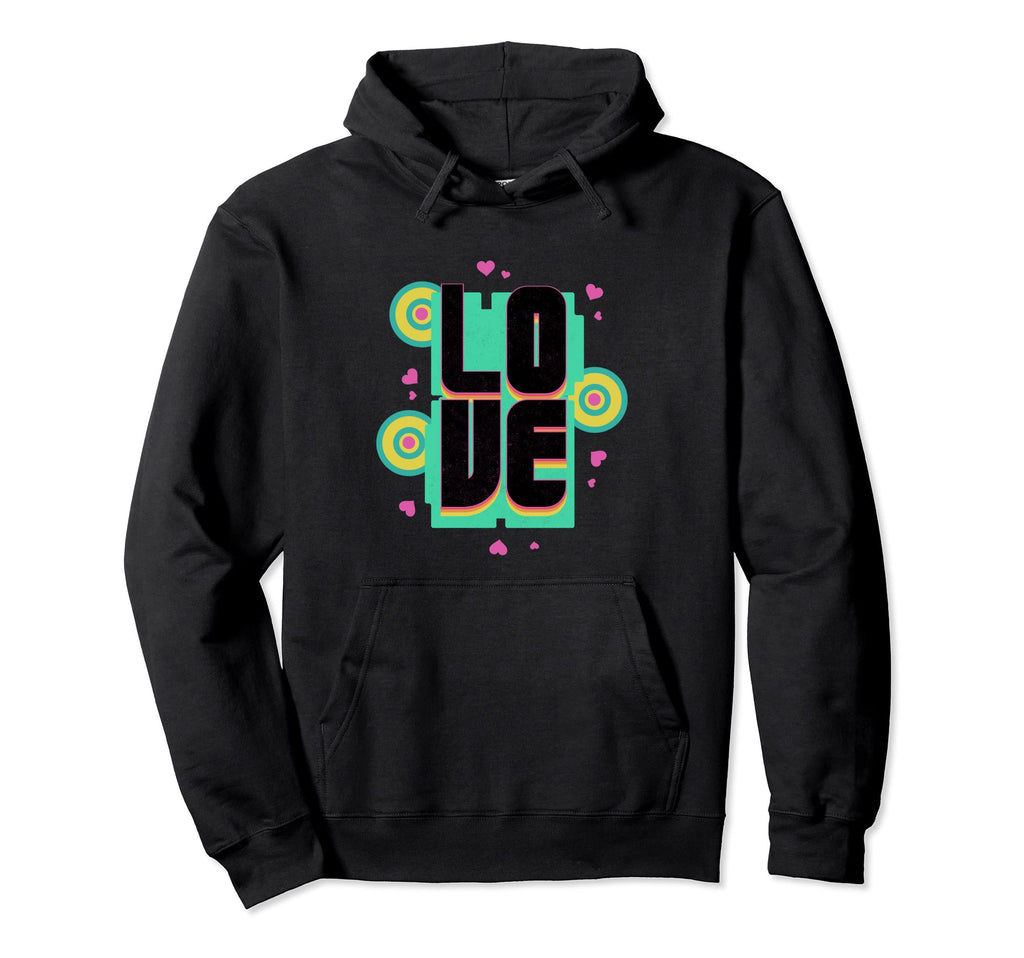70S Theme Love Lettering Distressed Hoodie - Aesthetic Graphic for Adults - T-Shirt, Sweatshirt, Hoodie