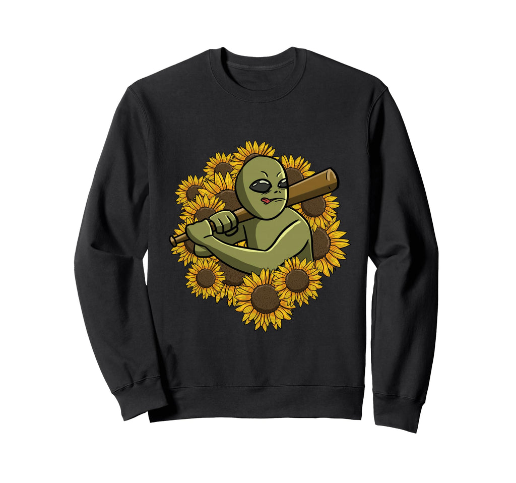 Alien Sunflower Baseball Funny Et Sweatshirt - Trendy Graphic for Adults - T-Shirt, Sweatshirt, Hoodie
