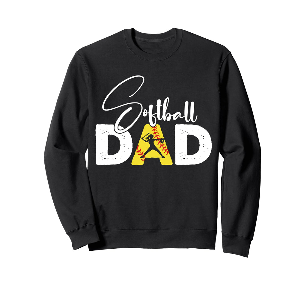 Softball Dad Funny Heart Present Sweatshirt - Novelty Apparel for Adults - T-Shirt, Sweatshirt, Hoodie