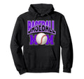 Baseball Mom Sports Mom Purple Black White Hoodie - Unique Graphic Unisex - T-Shirt, Sweatshirt, Hoodie