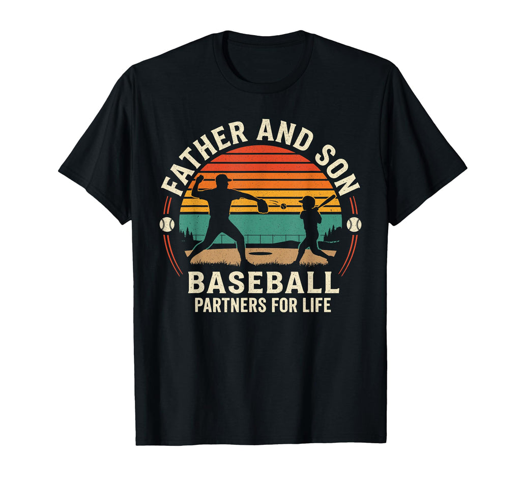 Dad And Son Baseball Partners Life T-Shirt - Minimalist Print Men Women - T-Shirt, Sweatshirt, Hoodie