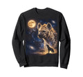 Celestial Hyena Full Moon Howling Sweatshirt - Unique Graphic Men Women - T-Shirt, Sweatshirt, Hoodie
