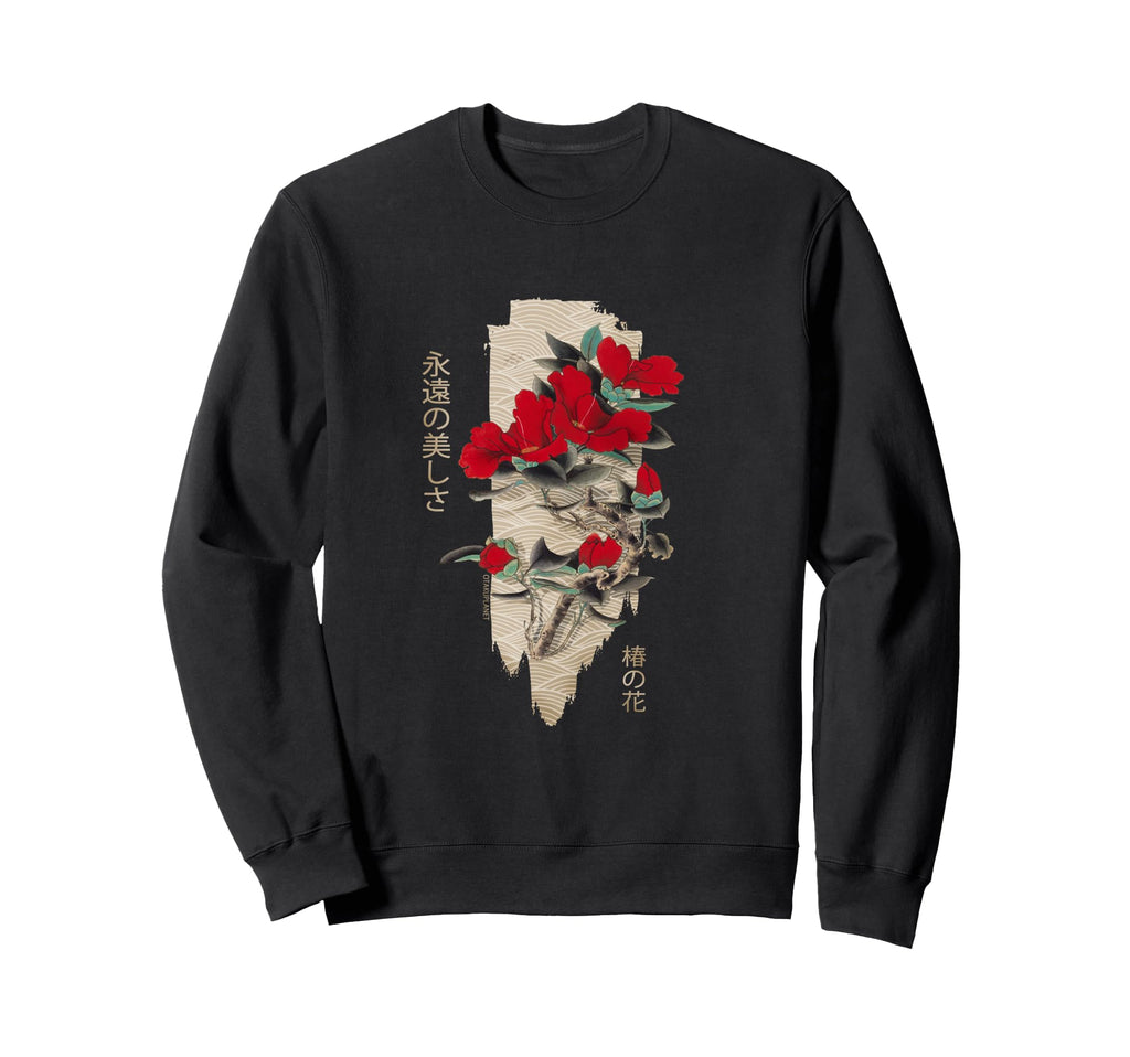 Japanese Tsubaki Flower Grunge Sweatshirt - Streetwear Style for Adults - T-Shirt, Sweatshirt, Hoodie