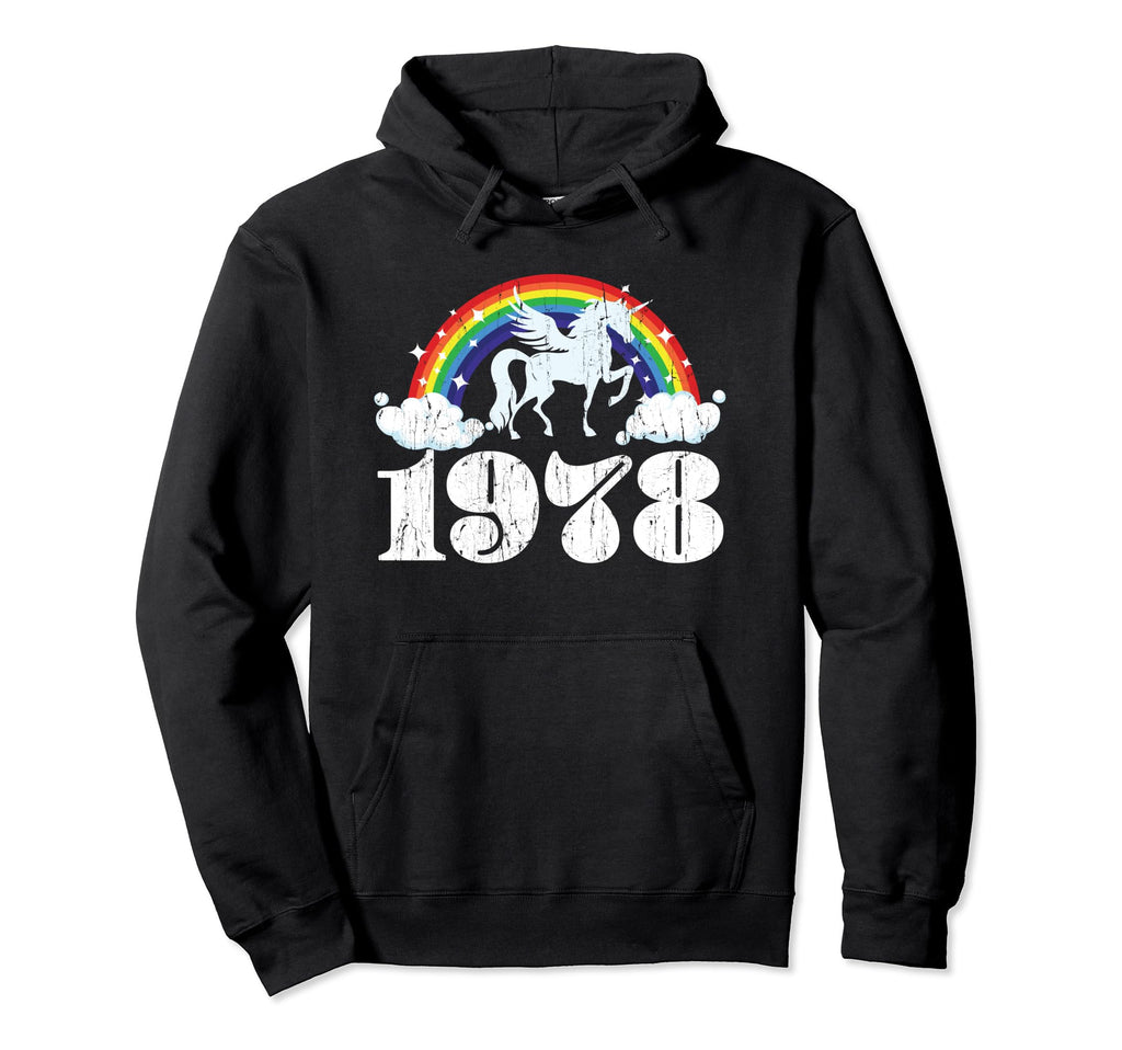 Distressed Unicorn 1978 Birthday Hoodie - Trendy Graphic for Adults - T-Shirt, Sweatshirt, Hoodie