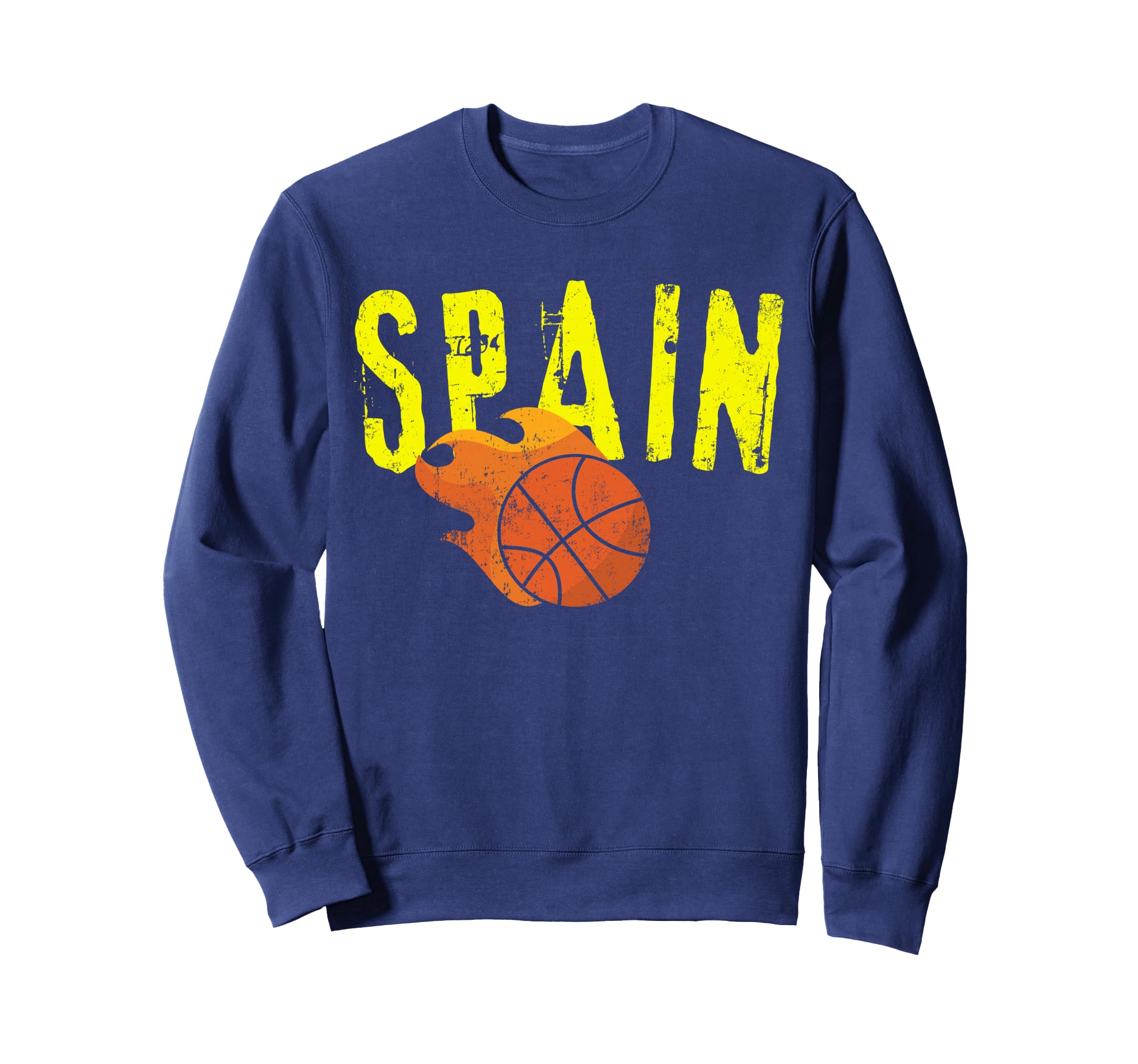 Spain Basketball Fire Distressed Sweatshirt - Unique Graphic Men Women - T-Shirt, Sweatshirt, Hoodie