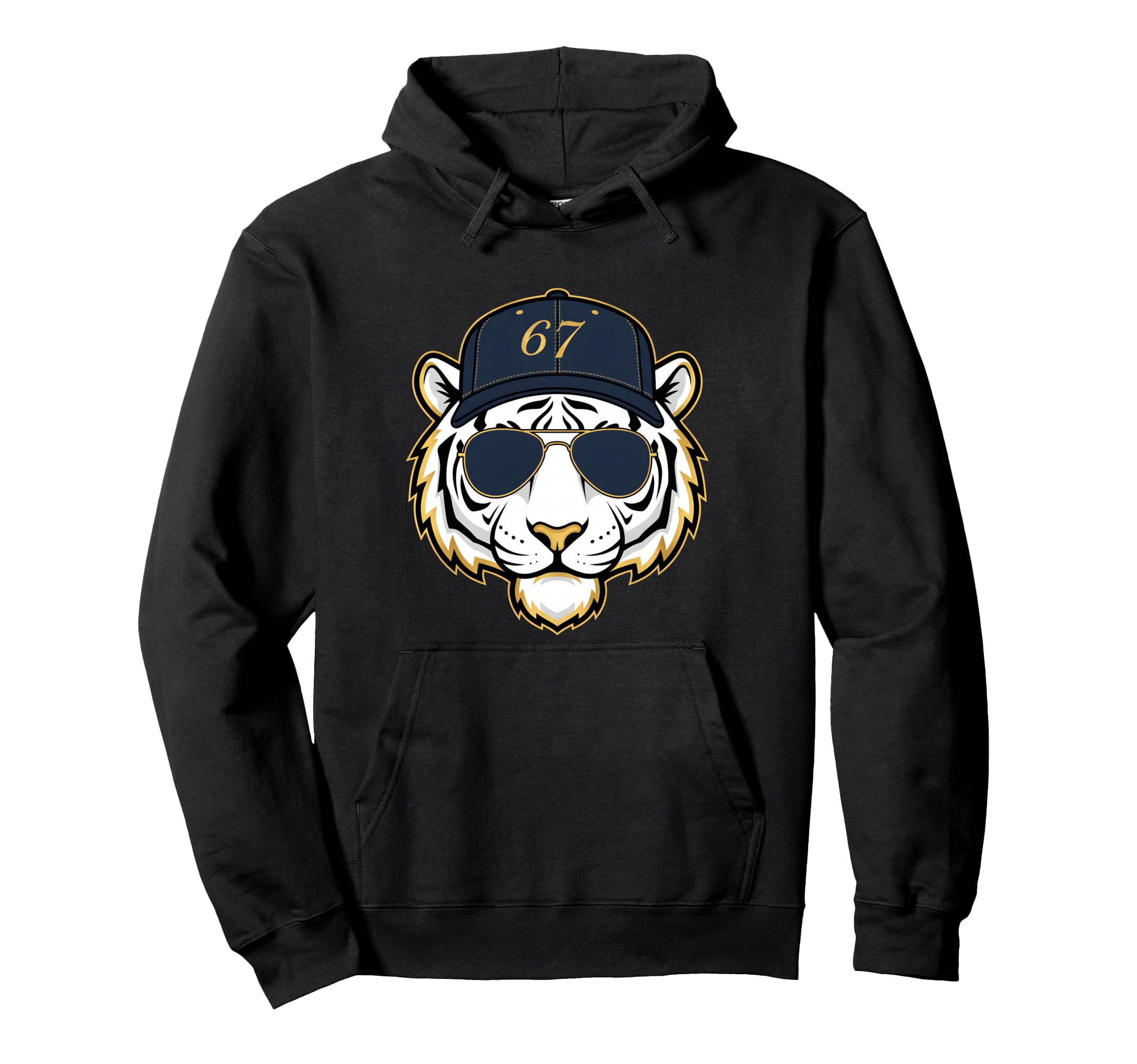 Tiger 67 Mascot Sports Team Baseball Hoodie - Minimalist Print Men Women - T-Shirt, Sweatshirt, Hoodie