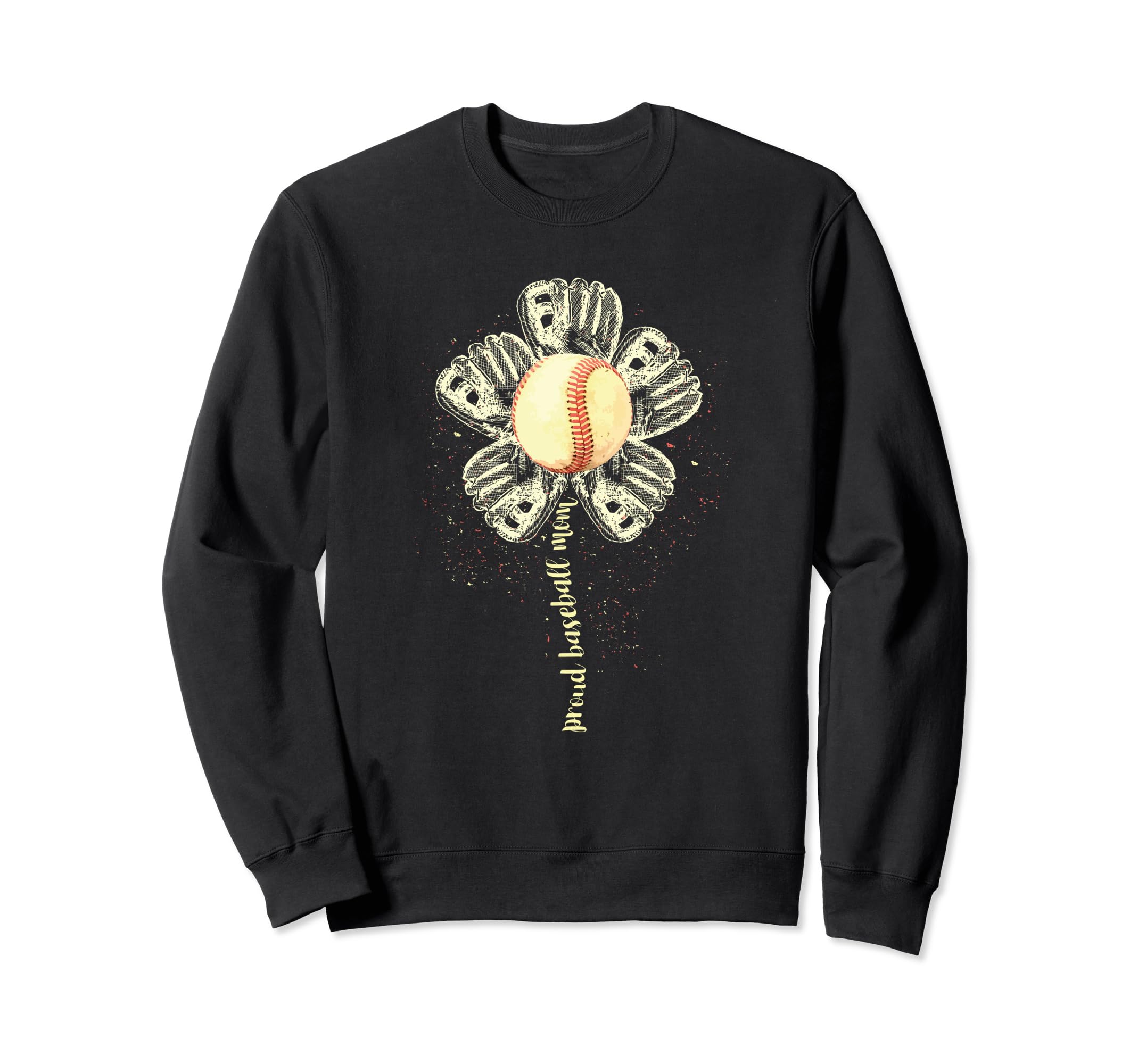 Proud Baseball Mom Flower Mothers Day Sweatshirt - Custom Art Print Unisex - T-Shirt, Sweatshirt, Hoodie