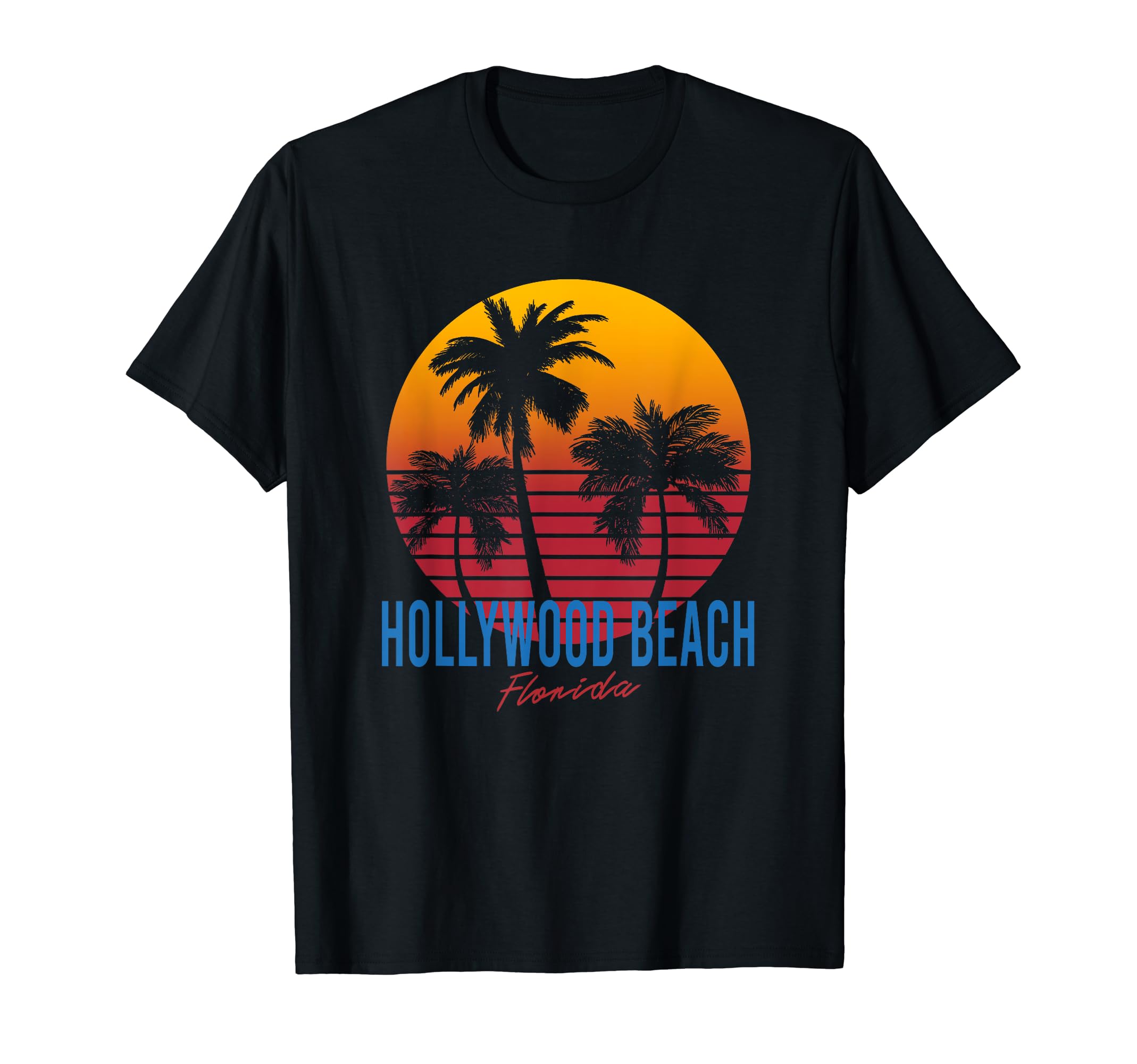 Hollywood Beach Florida Palm Trees T-Shirt - Trendy Graphic Men Women - T-Shirt, Sweatshirt, Hoodie