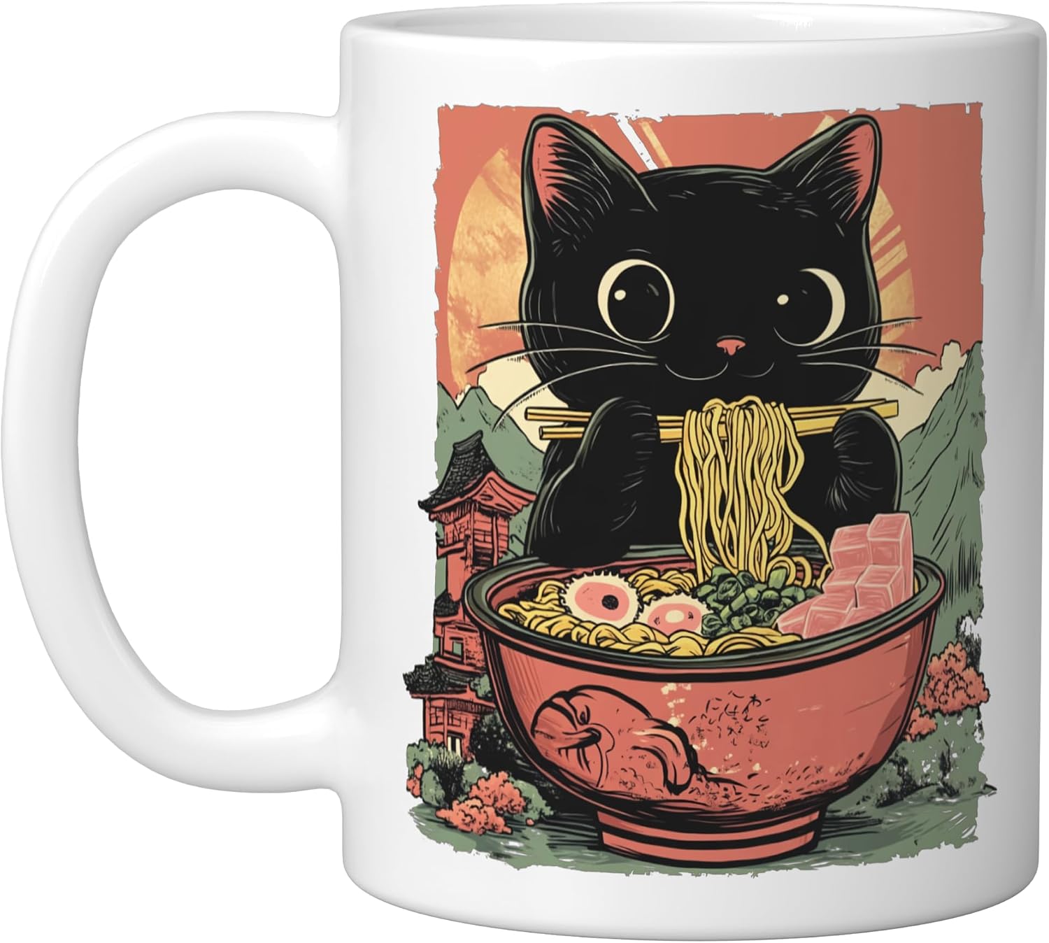 Funny Japanese Anime Manga Noodles Retro Ramen Cat - Adult & Kids T-Shirts, Sweatshirts & Hoodies apparel design preview 1