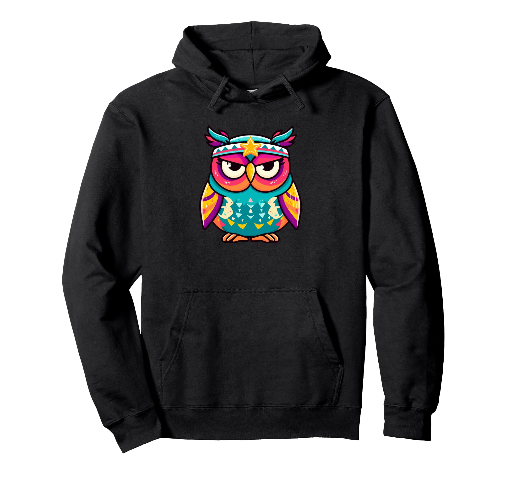 Colorful Kawaii Owl Star Headband Boho Hoodie - Unique Graphic Men Women - T-Shirt, Sweatshirt, Hoodie