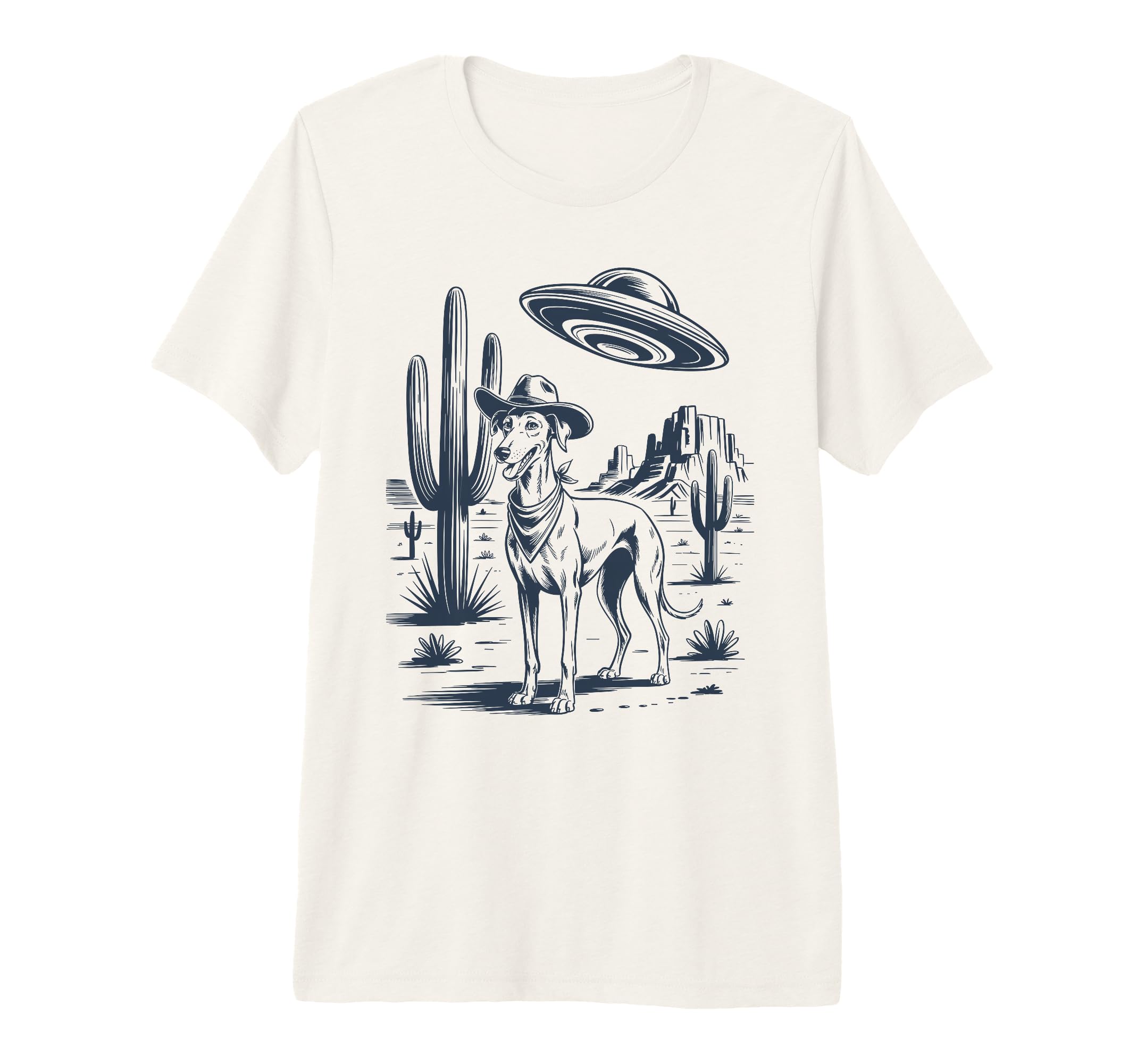 Cowboy Greyhound Ufo Funny Western Dog T-Shirt - Minimalist Print Unisex - T-Shirt, Sweatshirt, Hoodie