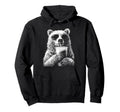 Bear Drinking Iced Coffee Funny Animal Hoodie - Aesthetic Graphic Unisex - T-Shirt, Sweatshirt, Hoodie