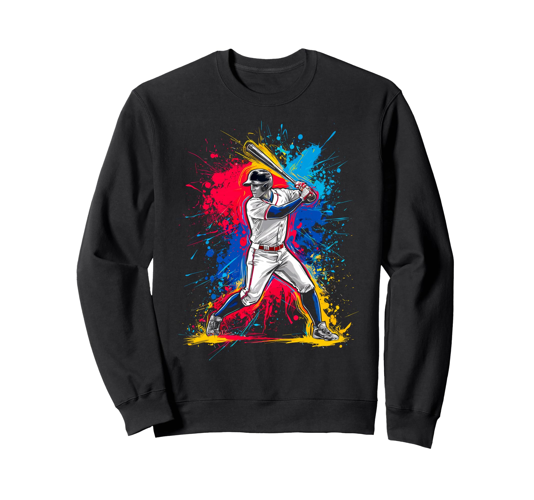 Paint Splash Baseball Player Coach Sweatshirt - Graphic Print Men Women - T-Shirt, Sweatshirt, Hoodie