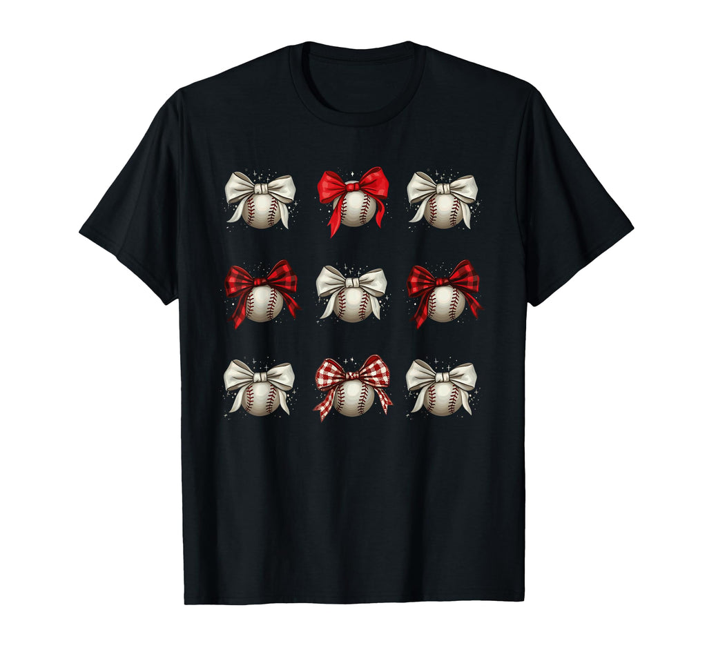 Baseball Coquette Bow Baseball Mom Ribbon T-Shirt - Unique Graphic Unisex - T-Shirt, Sweatshirt, Hoodie
