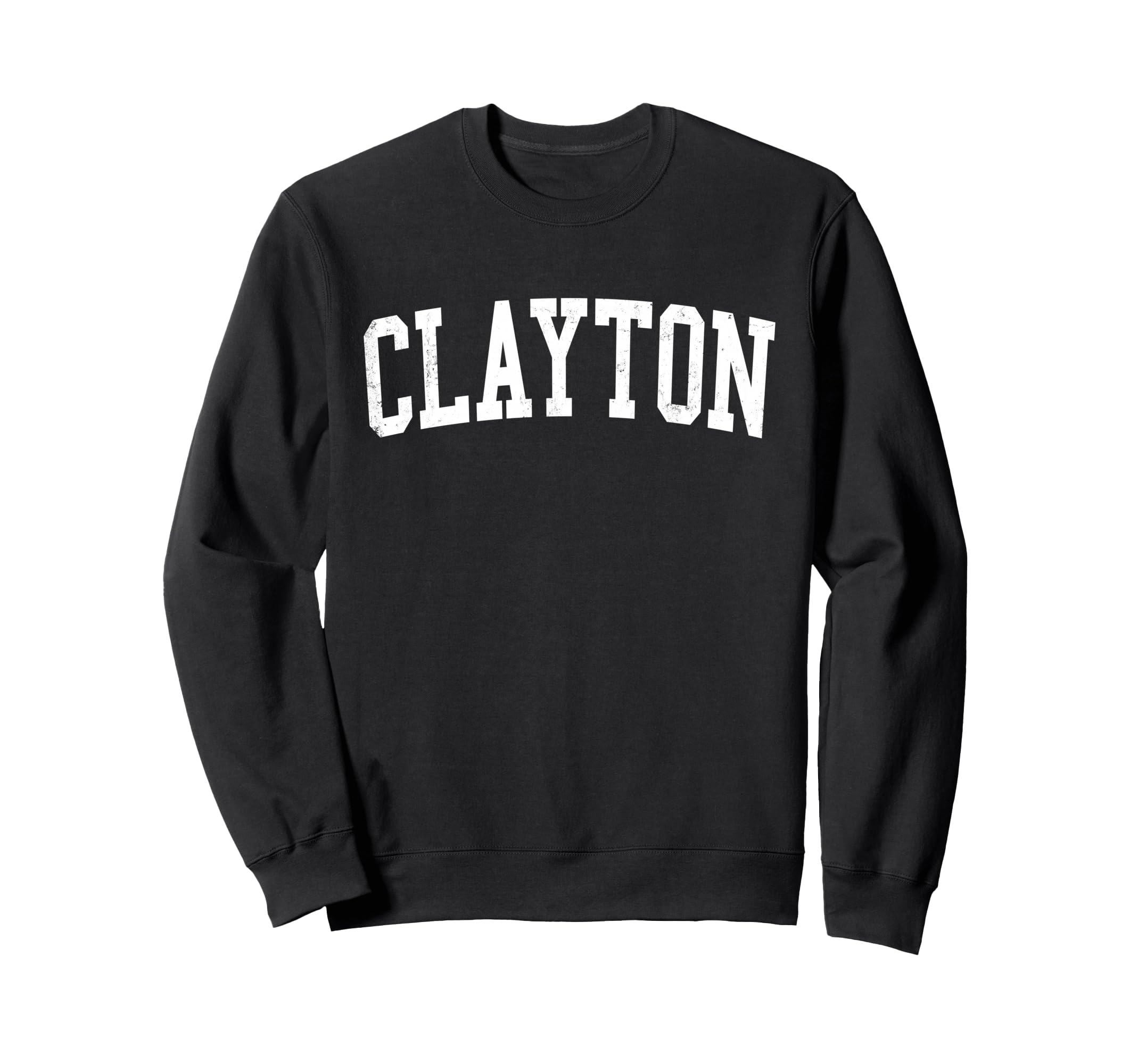 Clayton Nj Distressed White Sweatshirt - Aesthetic Graphic Men Women - T-Shirt, Sweatshirt, Hoodie