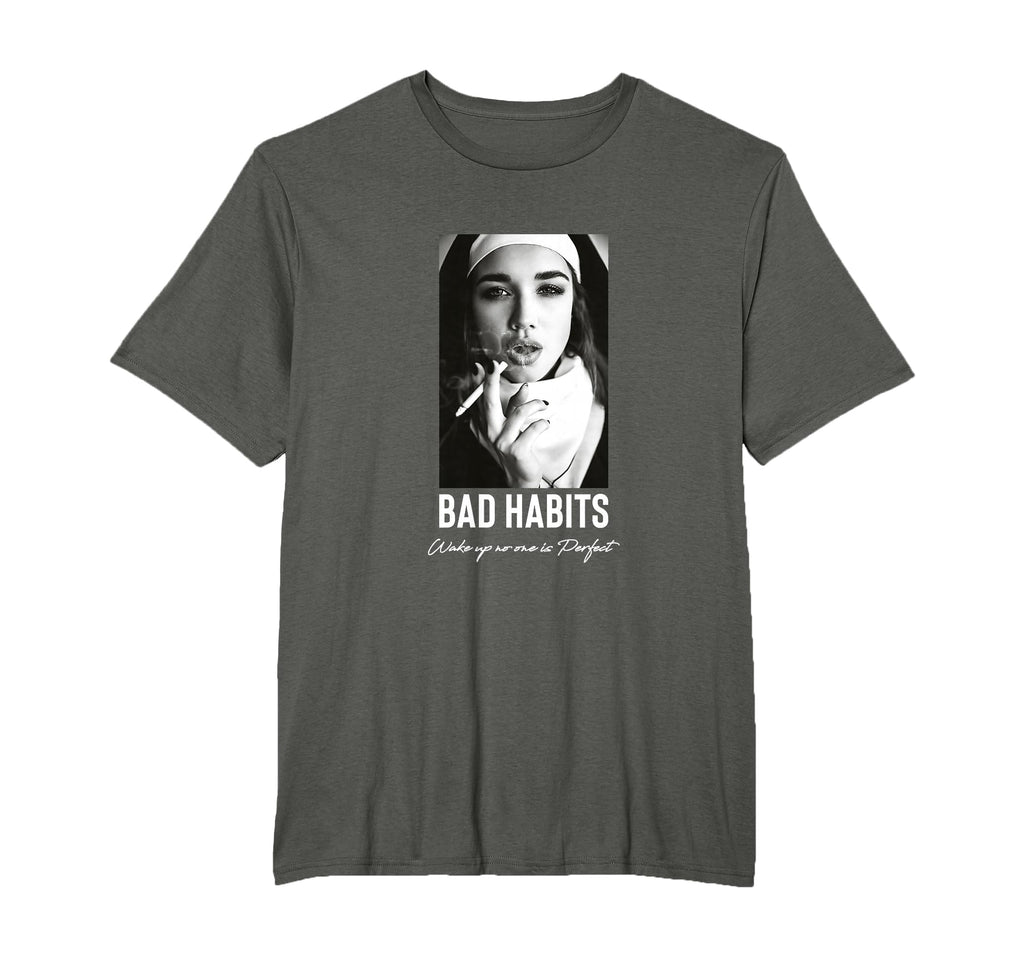 Bad Habits Nun Aesthetic Edgy T-Shirt - Minimalist Print for Adults - T-Shirt, Sweatshirt, Hoodie