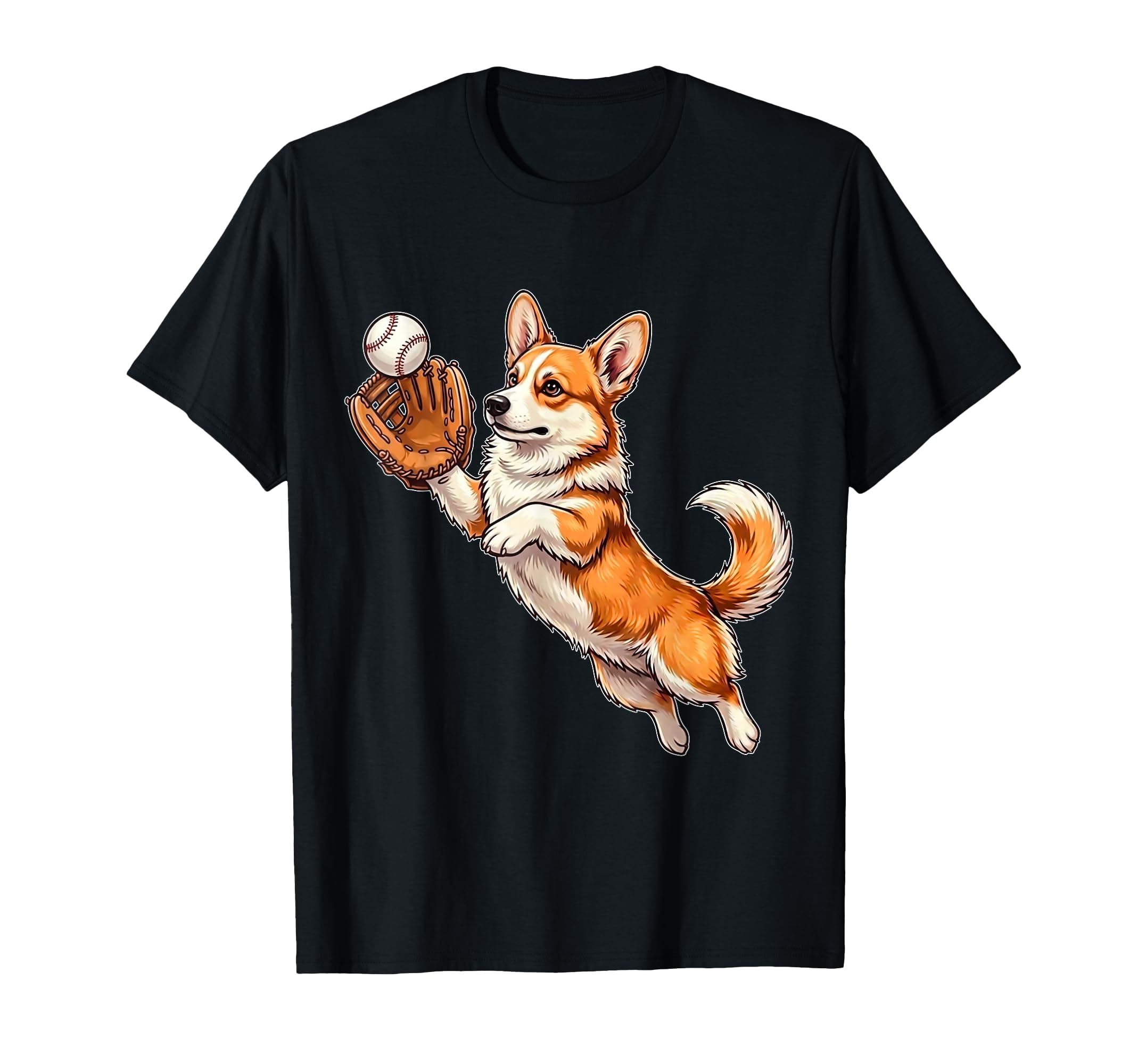 Funny Corgi Playing Baseball Dog Catching T-Shirt - Trendy Graphic Unisex - T-Shirt, Sweatshirt, Hoodie