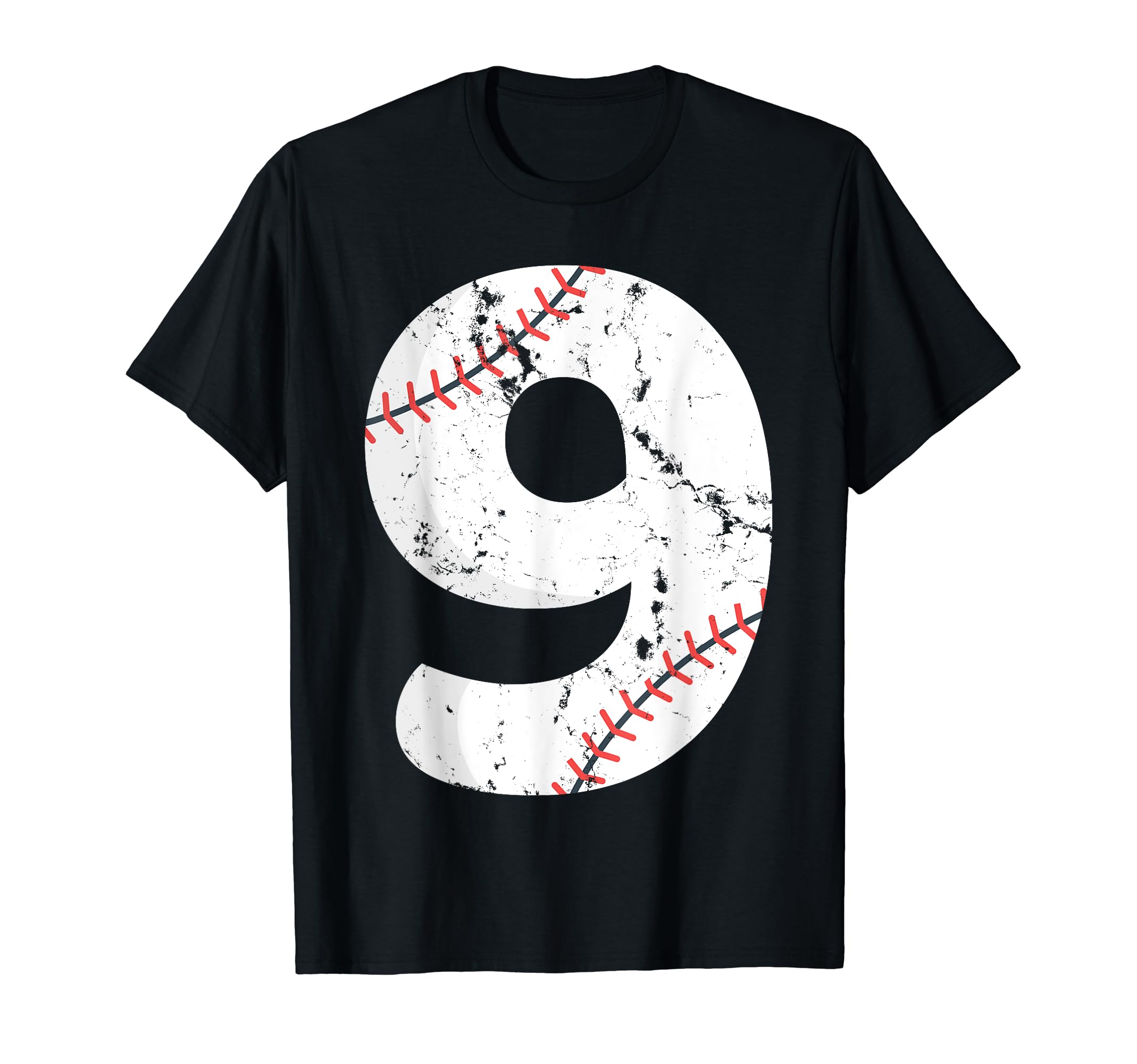 Number 9 Baseball Distressed Team T-Shirt - Unique Graphic Men Women - T-Shirt, Sweatshirt, Hoodie