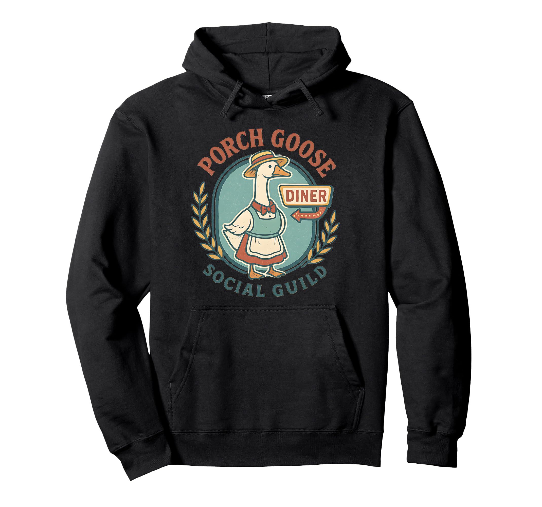 Porch Goose Social Guild Diner Hoodie - Unique Graphic for Adults - T-Shirt, Sweatshirt, Hoodie