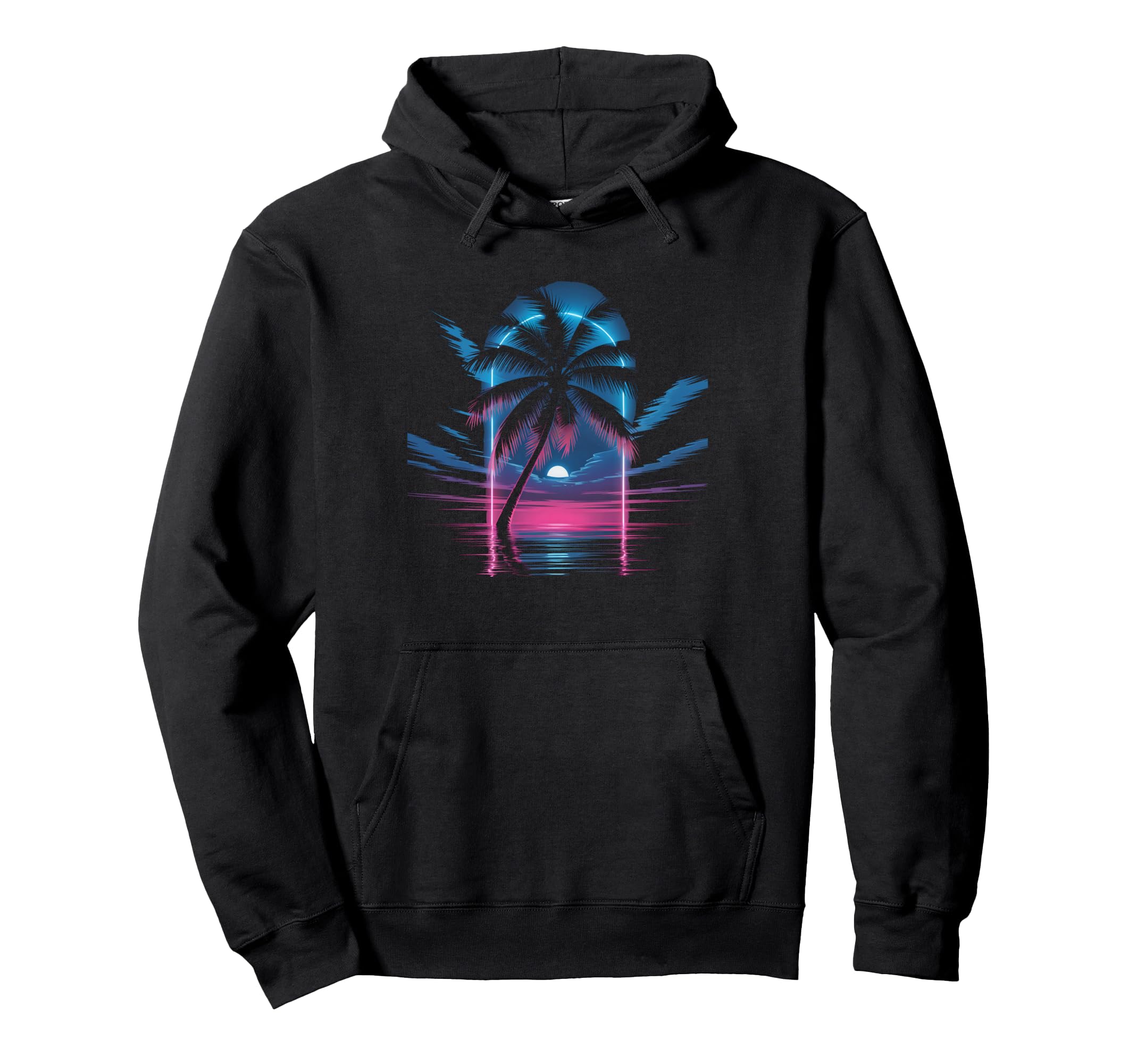 Palm Tree Synthwave Florida Hoodie - Fun Novelty Design Men Women - T-Shirt, Sweatshirt, Hoodie