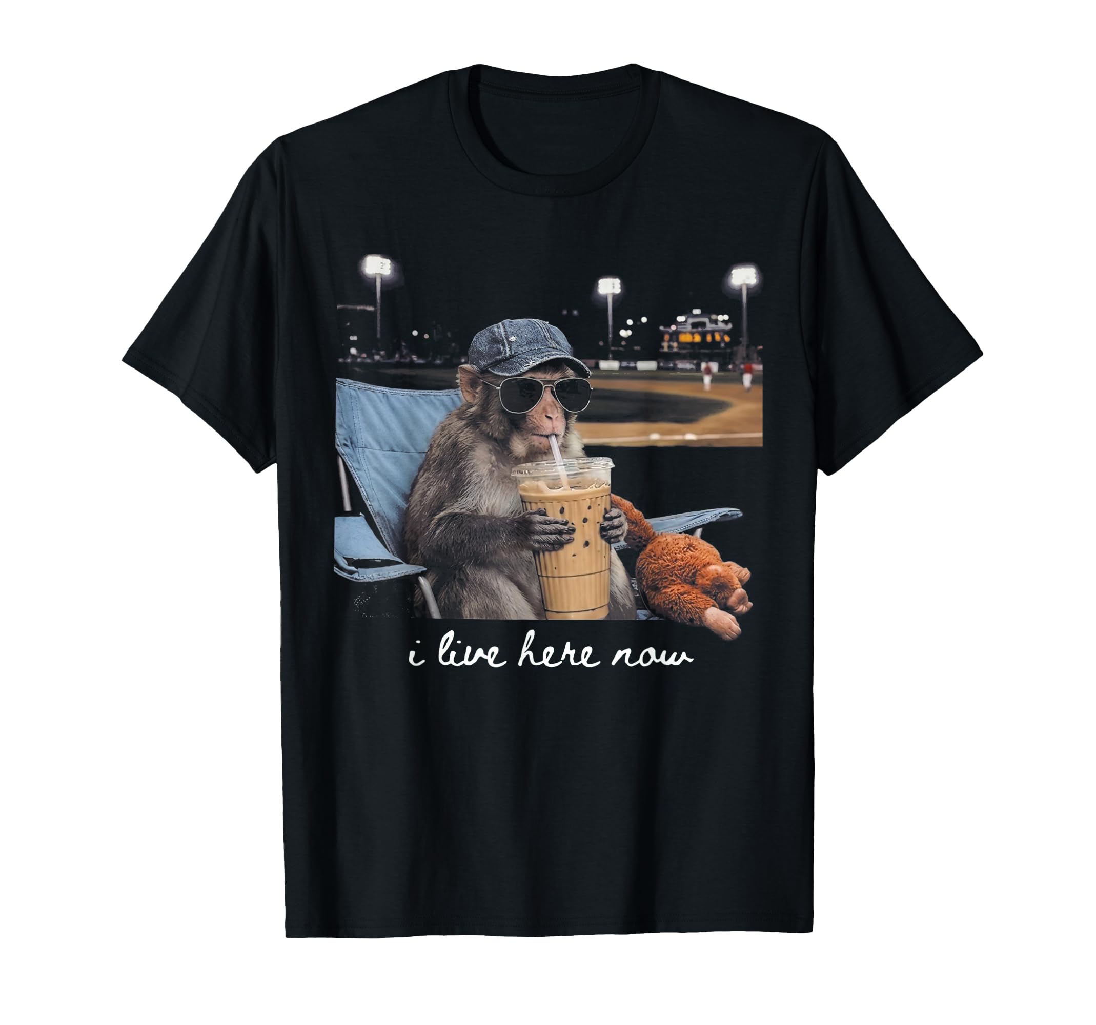 Funny Monkey Drinking Iced Coffee T-Shirt - Fun Novelty Design Unisex - T-Shirt, Sweatshirt, Hoodie