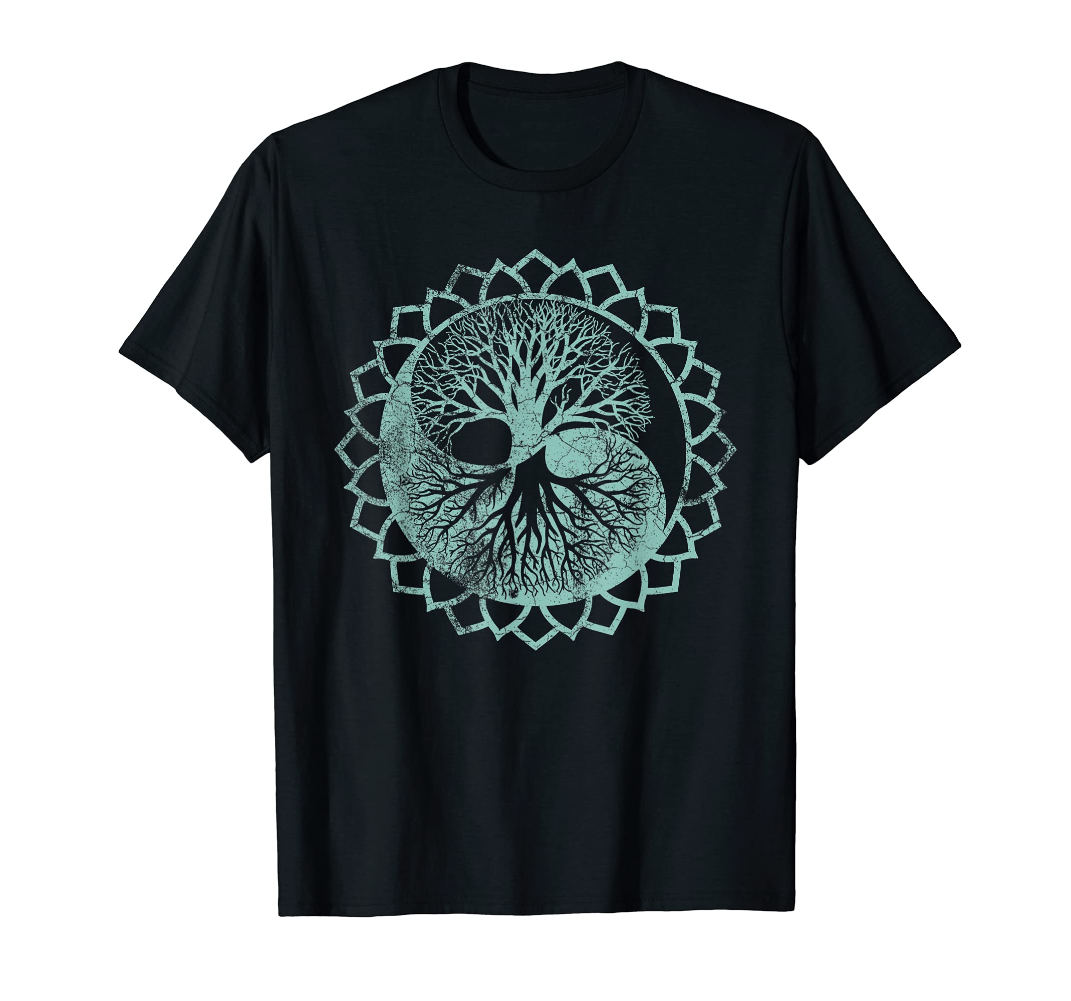 Yinyang And Tree Life Verdigris T-Shirt - Casual Everyday Wear Men Women - T-Shirt, Sweatshirt, Hoodie