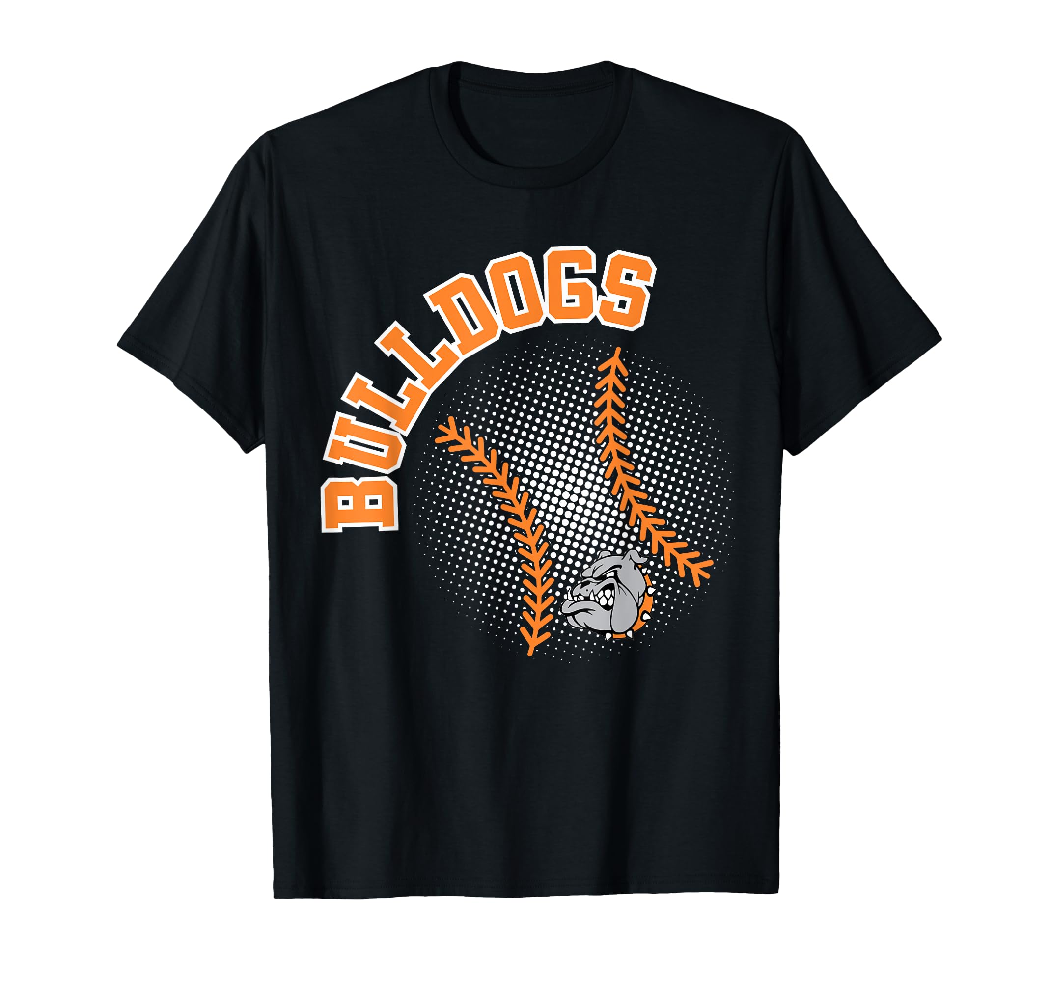 Bulldogs Baseball Orange Bulldogs School T-Shirt - Custom Art Print Unisex - T-Shirt, Sweatshirt, Hoodie