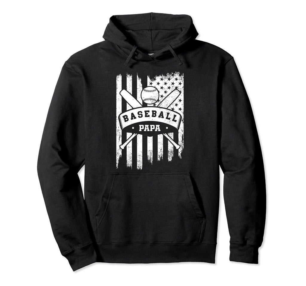 Baseball Papa Usa American Flag Family Hoodie - Minimalist Print Men Women - T-Shirt, Sweatshirt, Hoodie