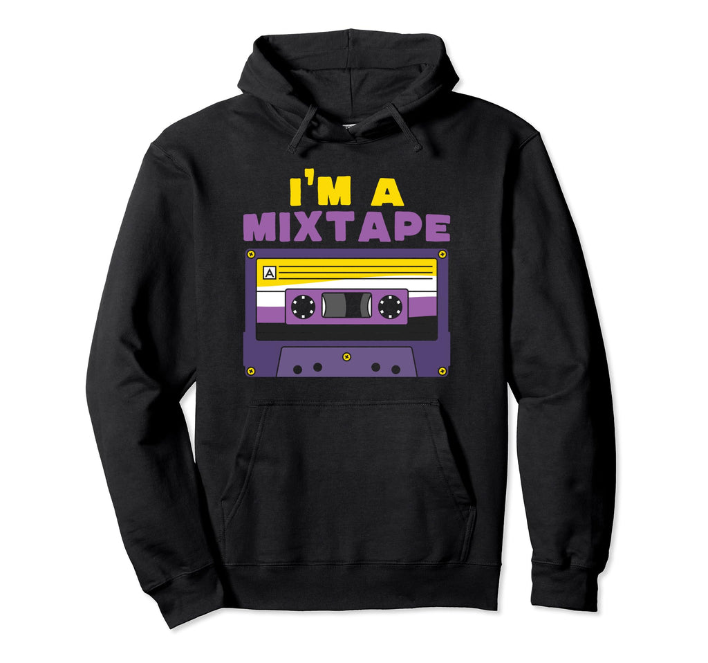 Im Mixtape Non Binary Flag Cassette Hoodie - Fun Novelty Design for Adults - T-Shirt, Sweatshirt, Hoodie