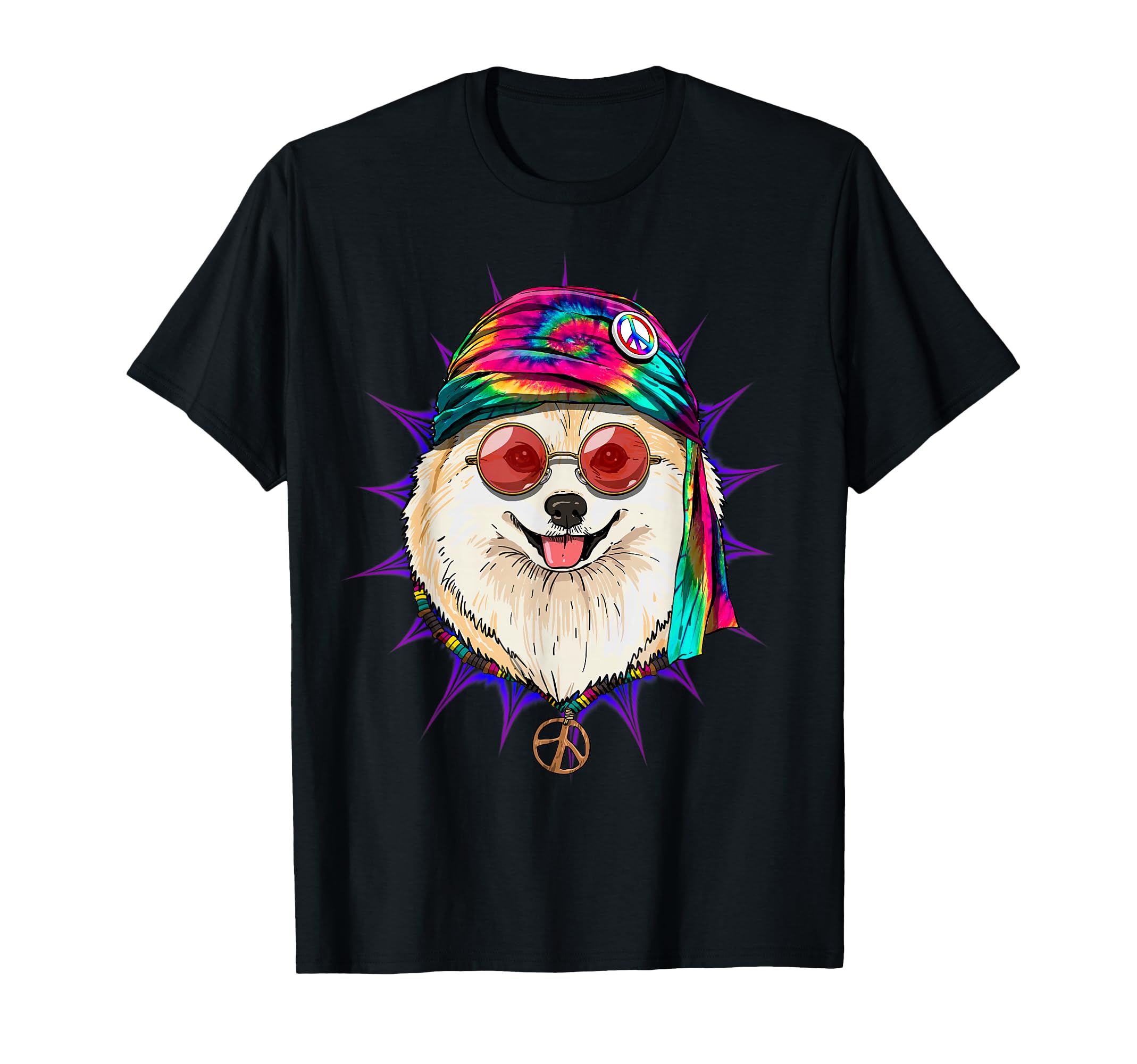 Tie Dye Hippie Pomeranian Hippiness T-Shirt - Minimalist Print Men Women - T-Shirt, Sweatshirt, Hoodie