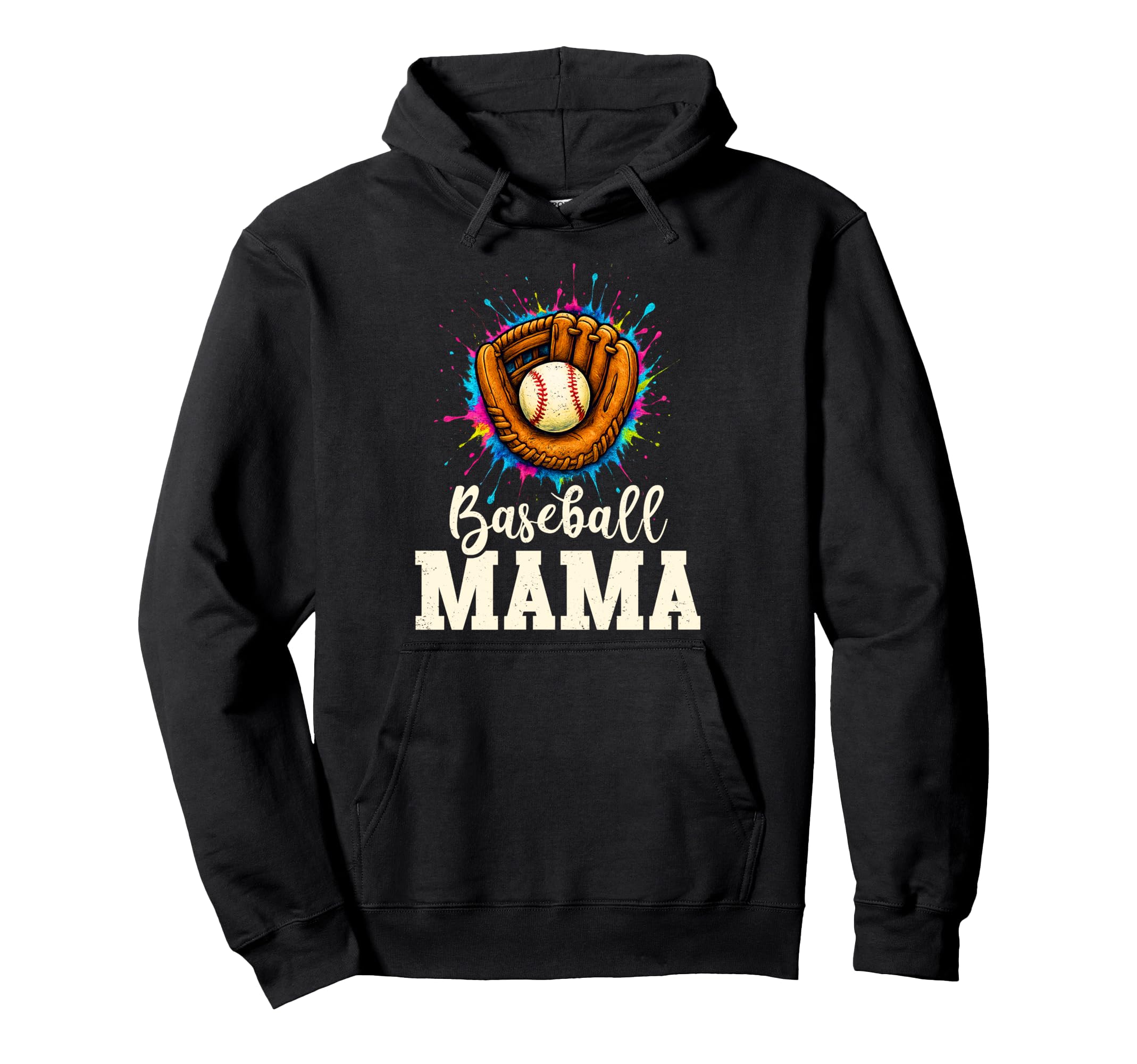 Baseball Mama Baseball Player Colorful Hoodie - Graphic Print for Adults - T-Shirt, Sweatshirt, Hoodie