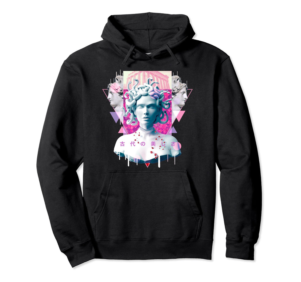Vaporwave Medusa Statue Aesthetic Hoodie - Aesthetic Graphic for Adults - T-Shirt, Sweatshirt, Hoodie