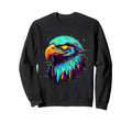 Cyberpunk Bald Eagle 80S Synthwave Sweatshirt - Unique Graphic Unisex - T-Shirt, Sweatshirt, Hoodie