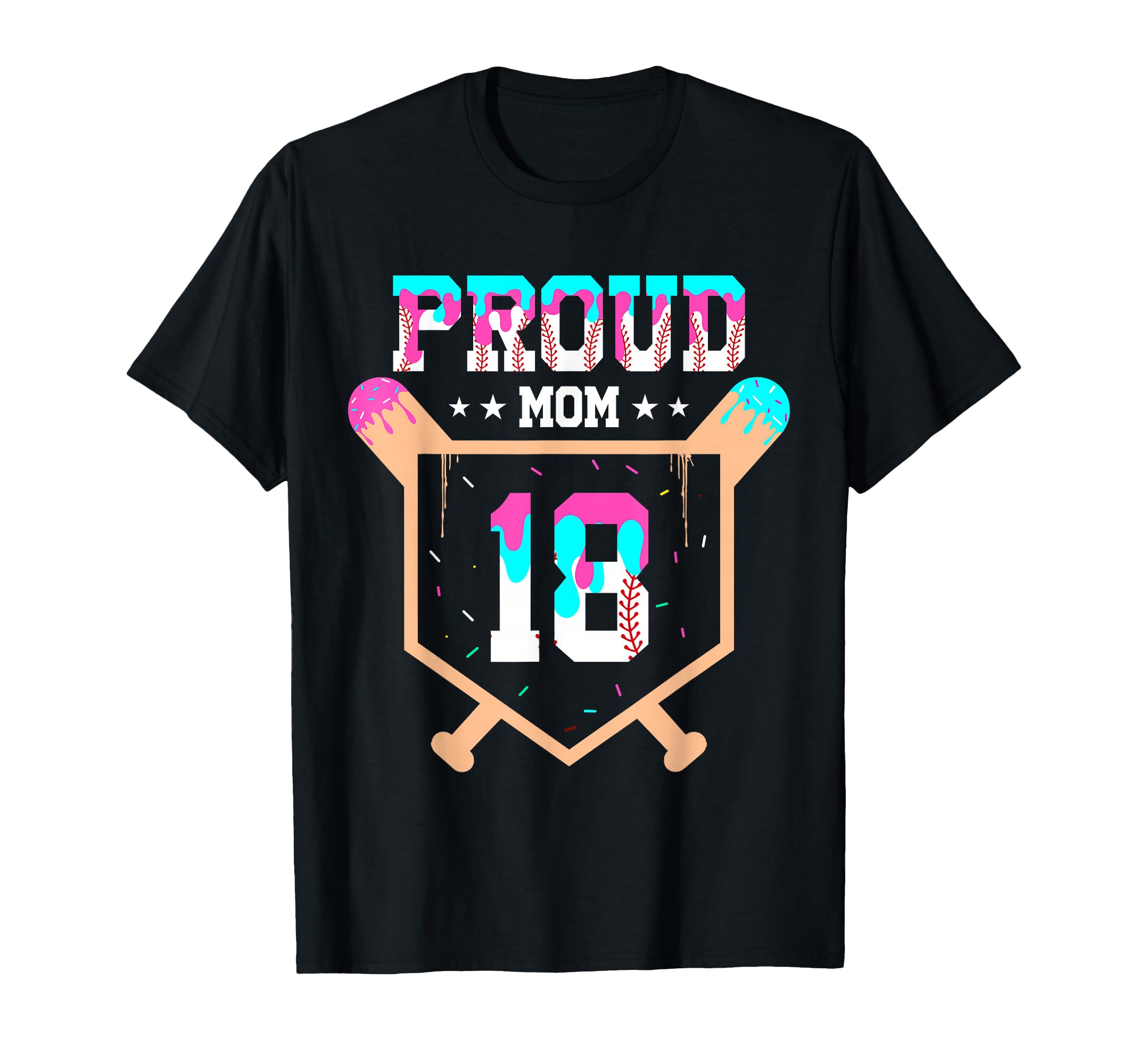 Proud Mom Baseball Player Number 18 T-Shirt - Unique Graphic for Adults - T-Shirt, Sweatshirt, Hoodie
