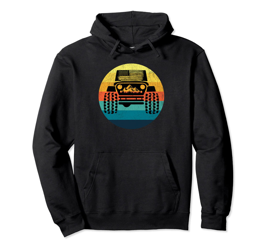 American Flag Mountain Truck Sunset Hoodie - Streetwear Style for Adults - T-Shirt, Sweatshirt, Hoodie