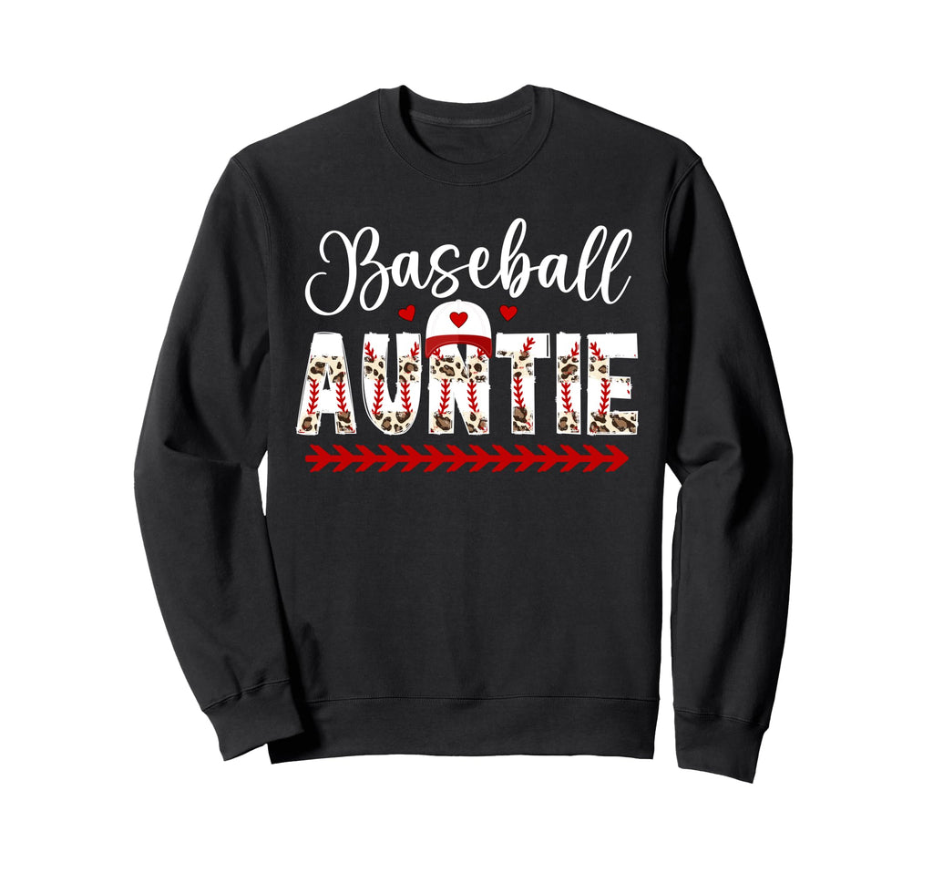 Baseball Auntie Leopard Baseball Sweatshirt - Trendy Graphic for Adults - T-Shirt, Sweatshirt, Hoodie