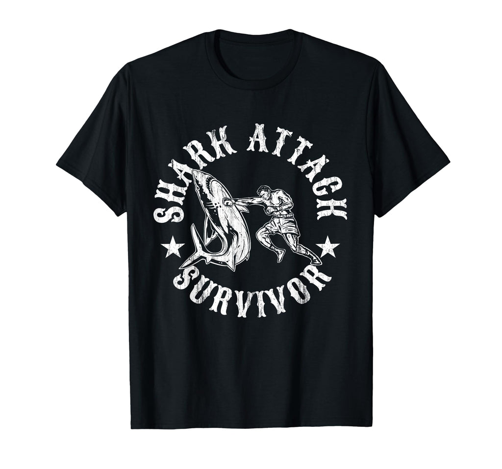 Shark Attack Survivor Distressed Bite T-Shirt - Minimalist Print Unisex - T-Shirt, Sweatshirt, Hoodie